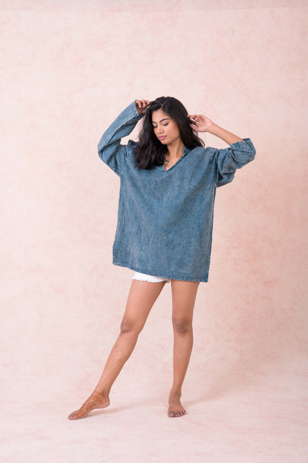 Solid Long Sleeve Top - Blue