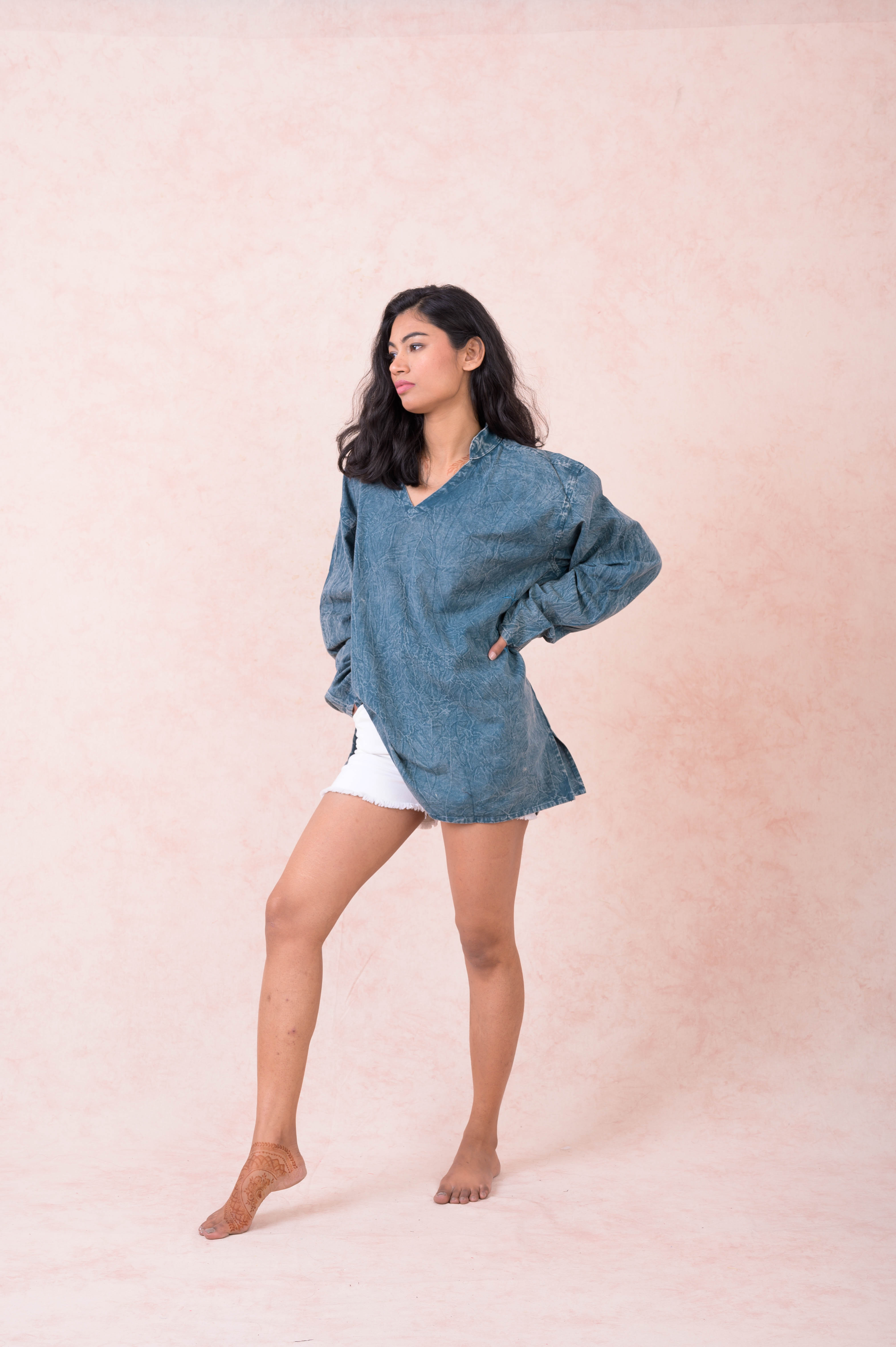 Solid Long Sleeve Top - Blue