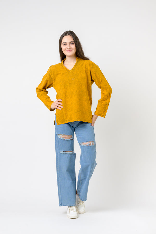 Solid Long Sleeve Top - Yellow