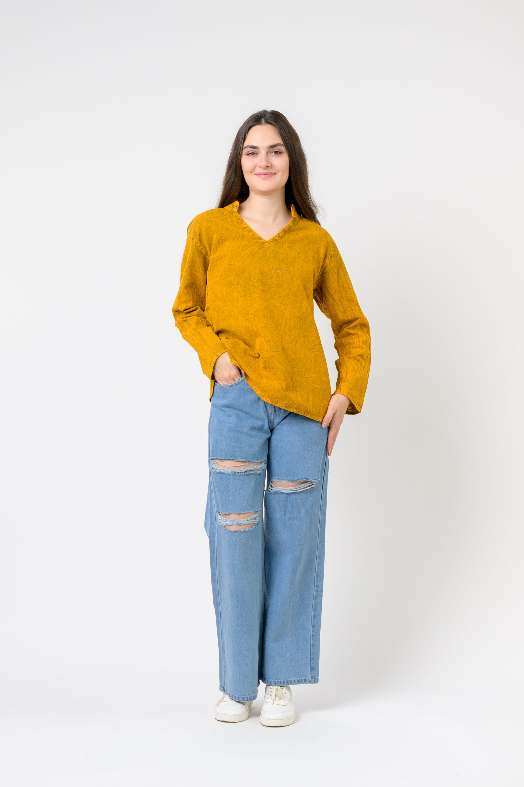 Solid Long Sleeve Top - Yellow