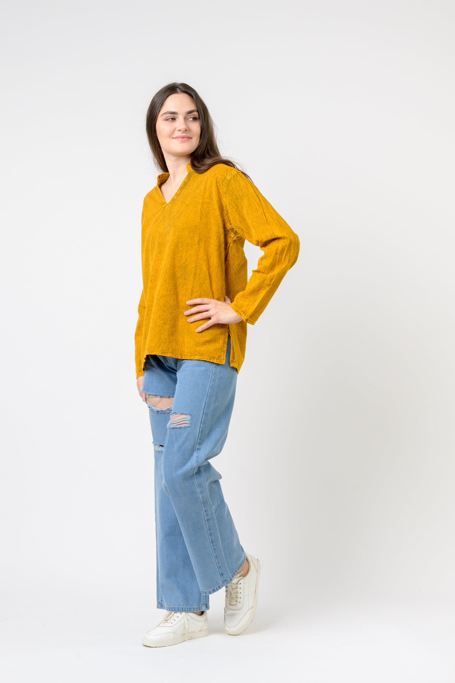 Solid Long Sleeve Top - Yellow
