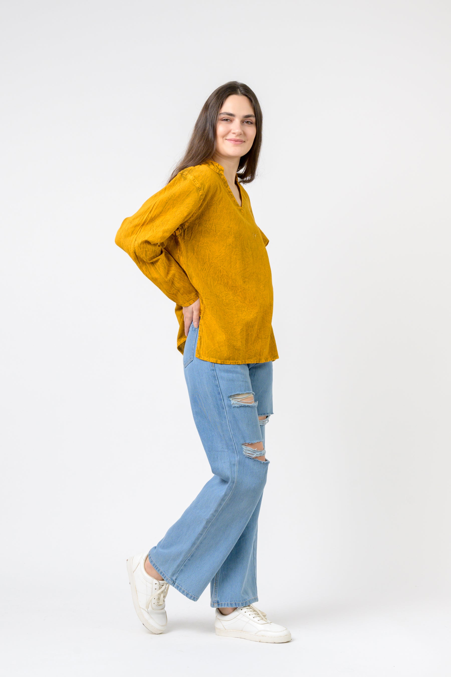 Solid Long Sleeve Top - Yellow