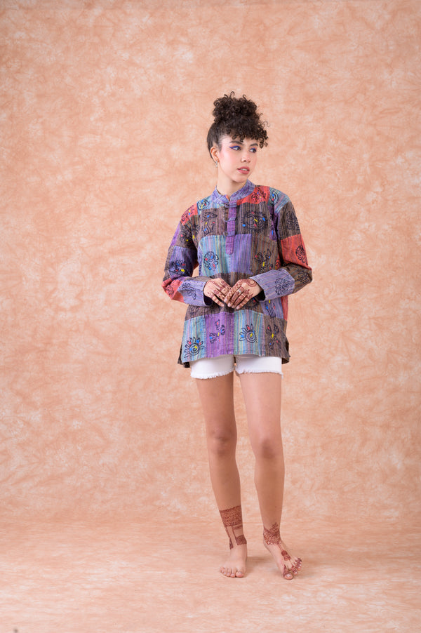 Symbol'd Buttons & Pocket Top - Blue