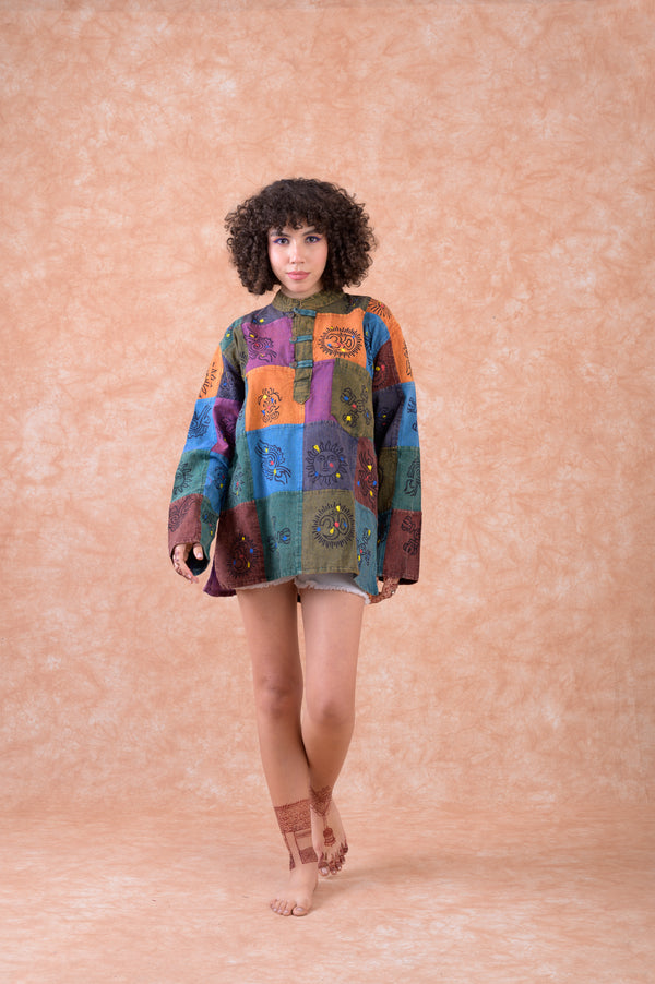 Symbol'd Buttons & Pocket Top - Orange