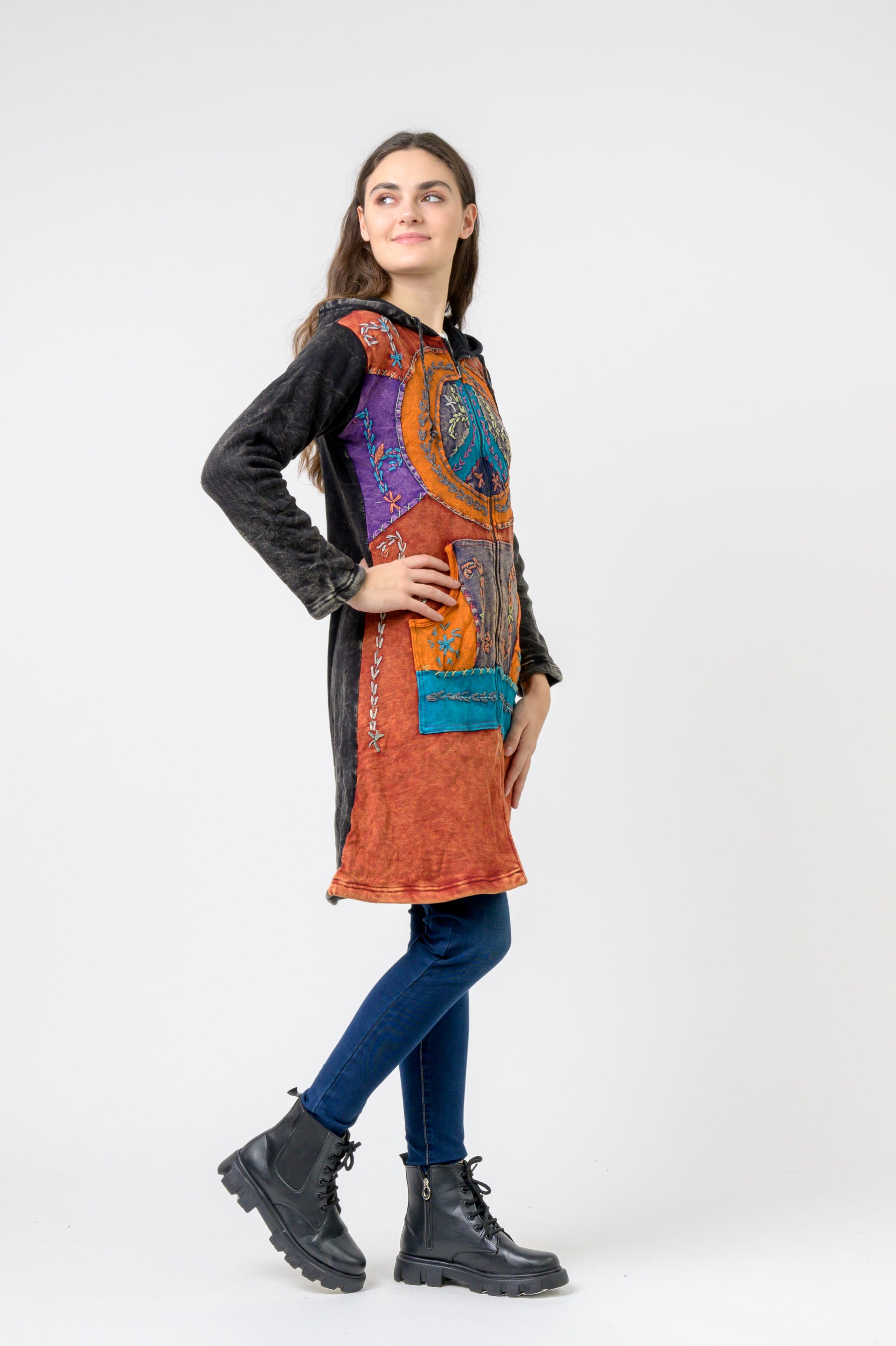 Patterned Long Sleeve Cotton Top