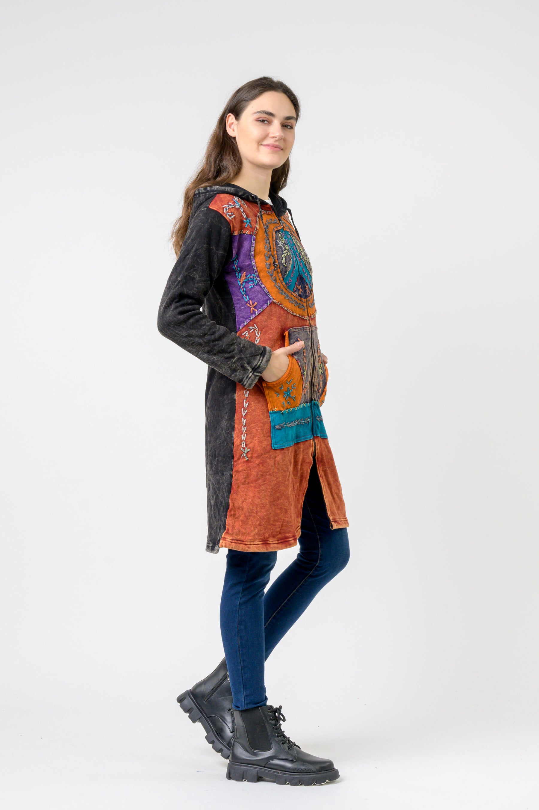 Patterned Long Sleeve Cotton Top