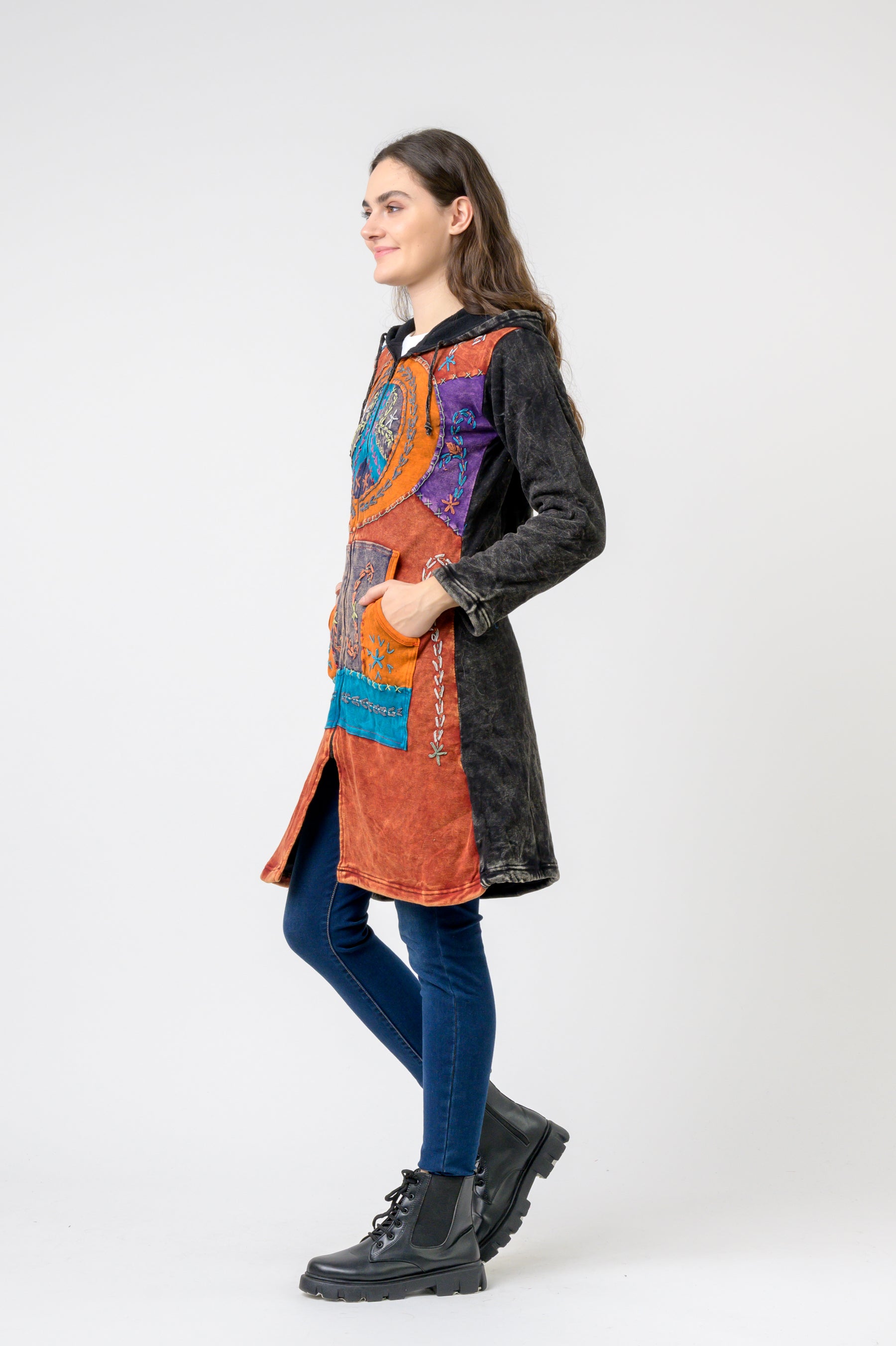 Patterned Long Sleeve Cotton Top