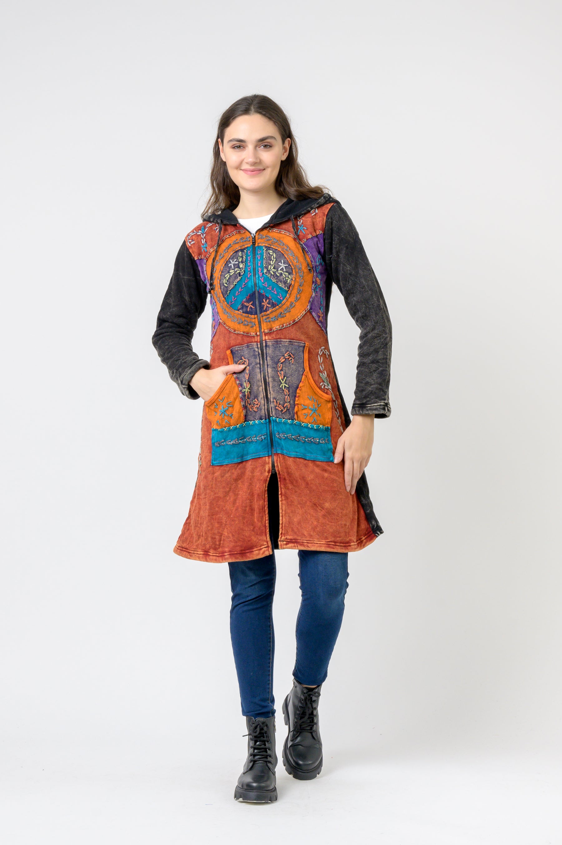 Patterned Long Sleeve Cotton Top