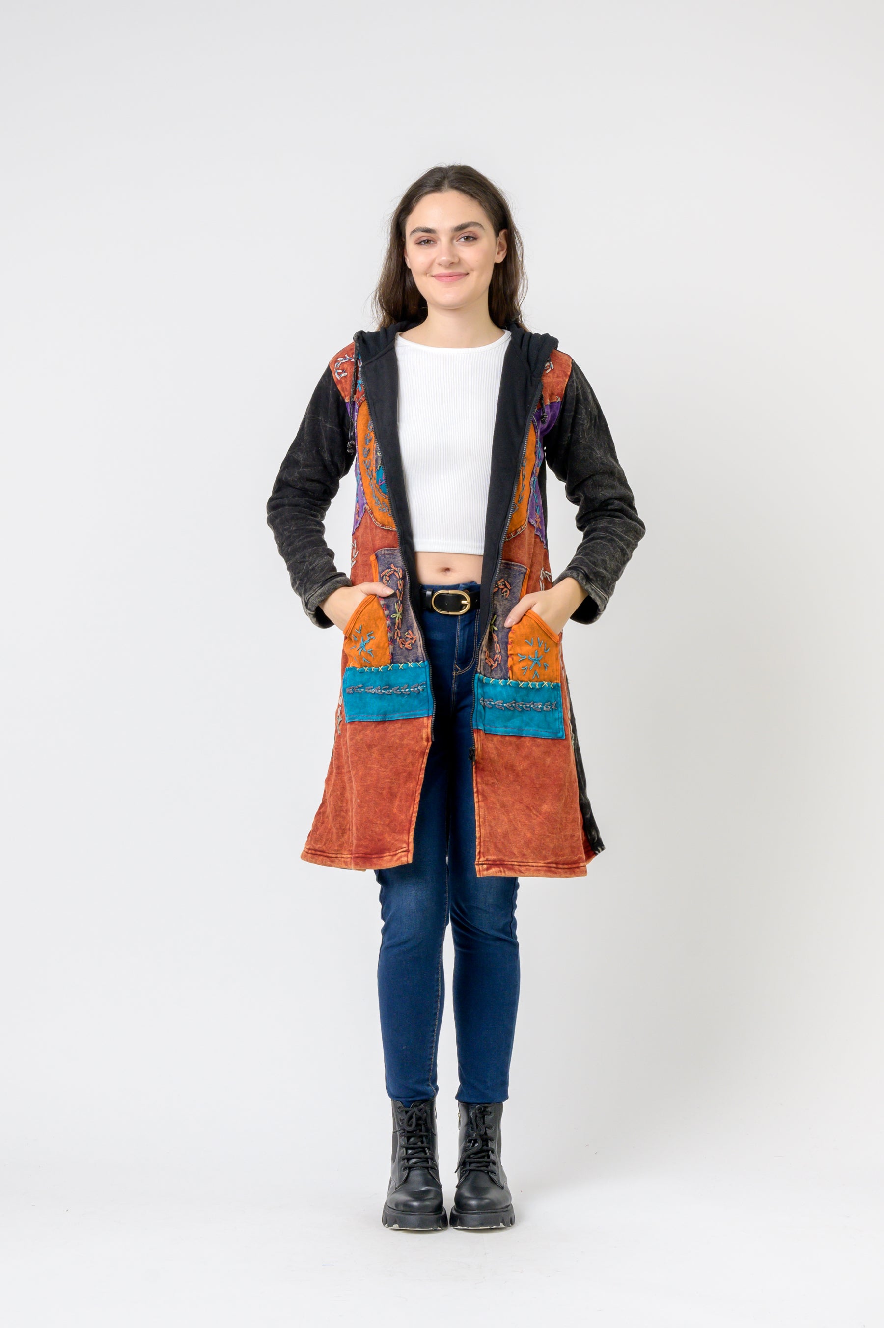 Patterned Long Sleeve Cotton Top