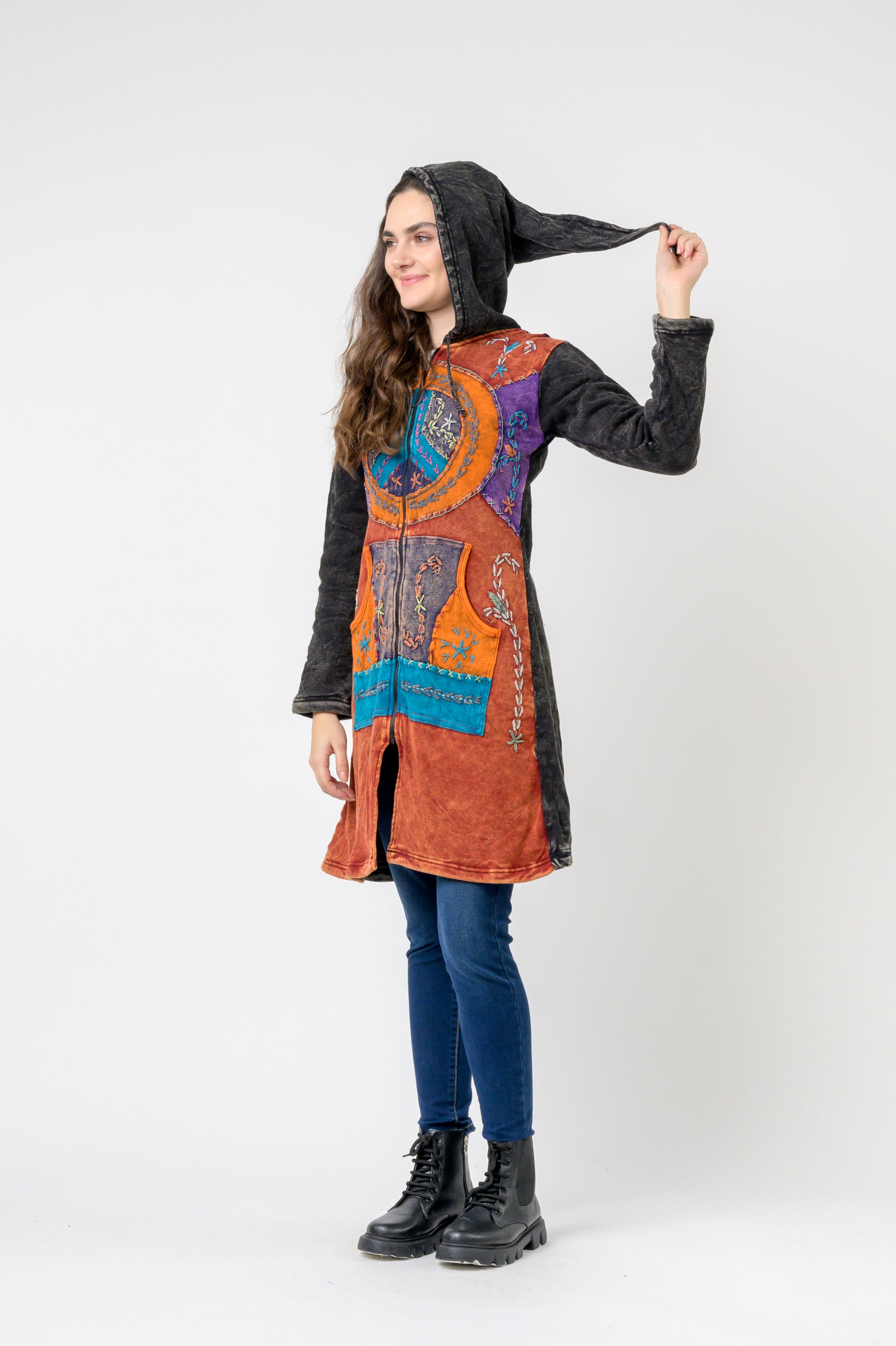 Patterned Long Sleeve Cotton Top