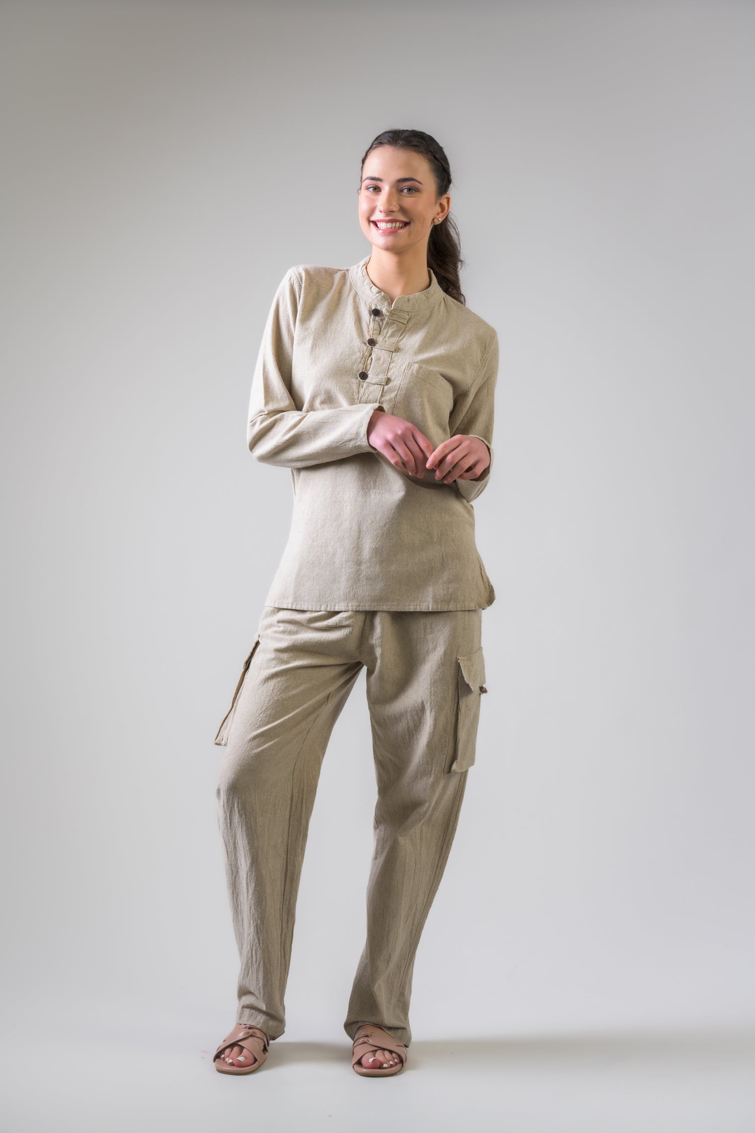 Cotton Button-Down Shirt - Grey