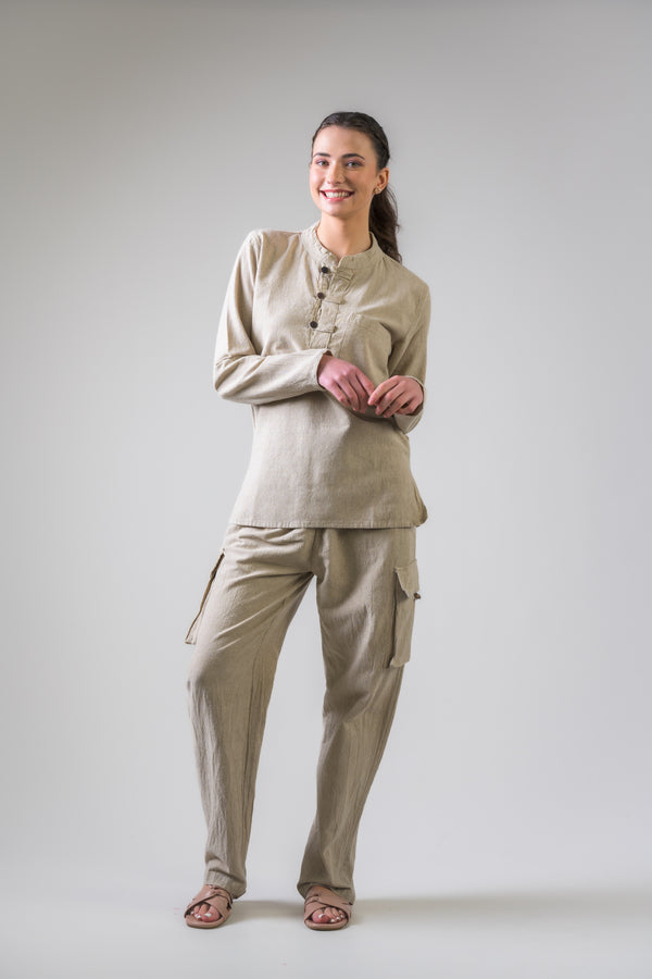 Cotton Button-Down Shirt - Grey