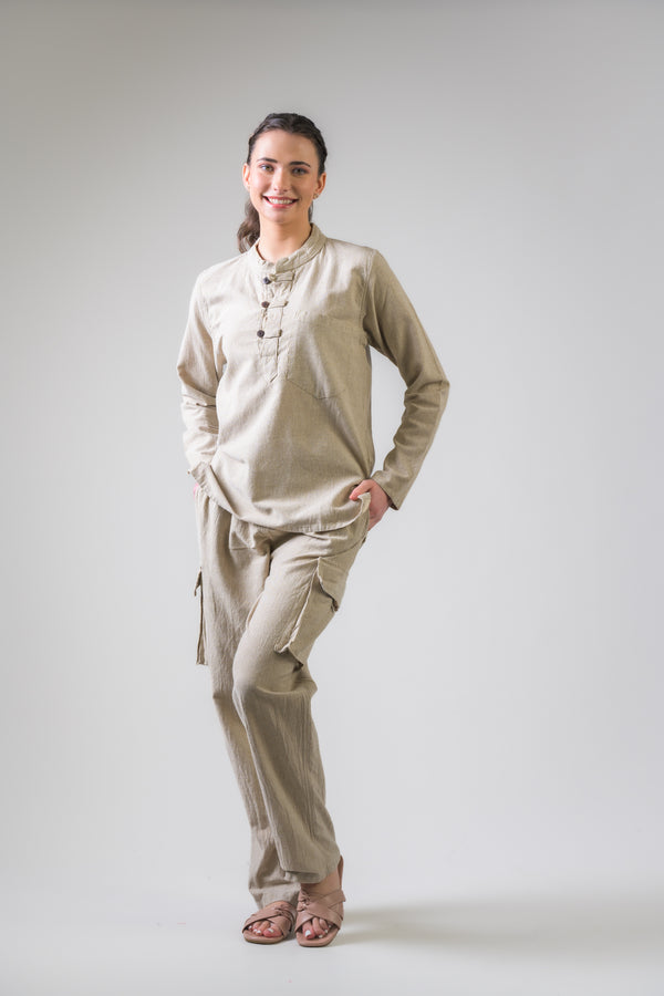 Cotton Button-Down Shirt - Grey