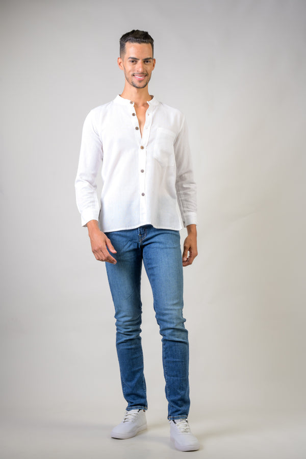 Cotton Button-Down Shirt - White