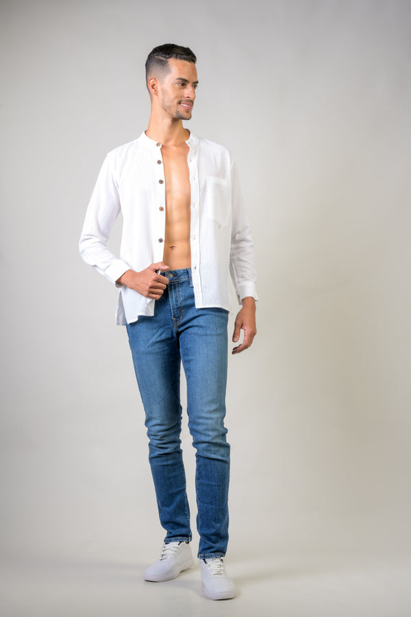 Cotton Button-Down Shirt - White