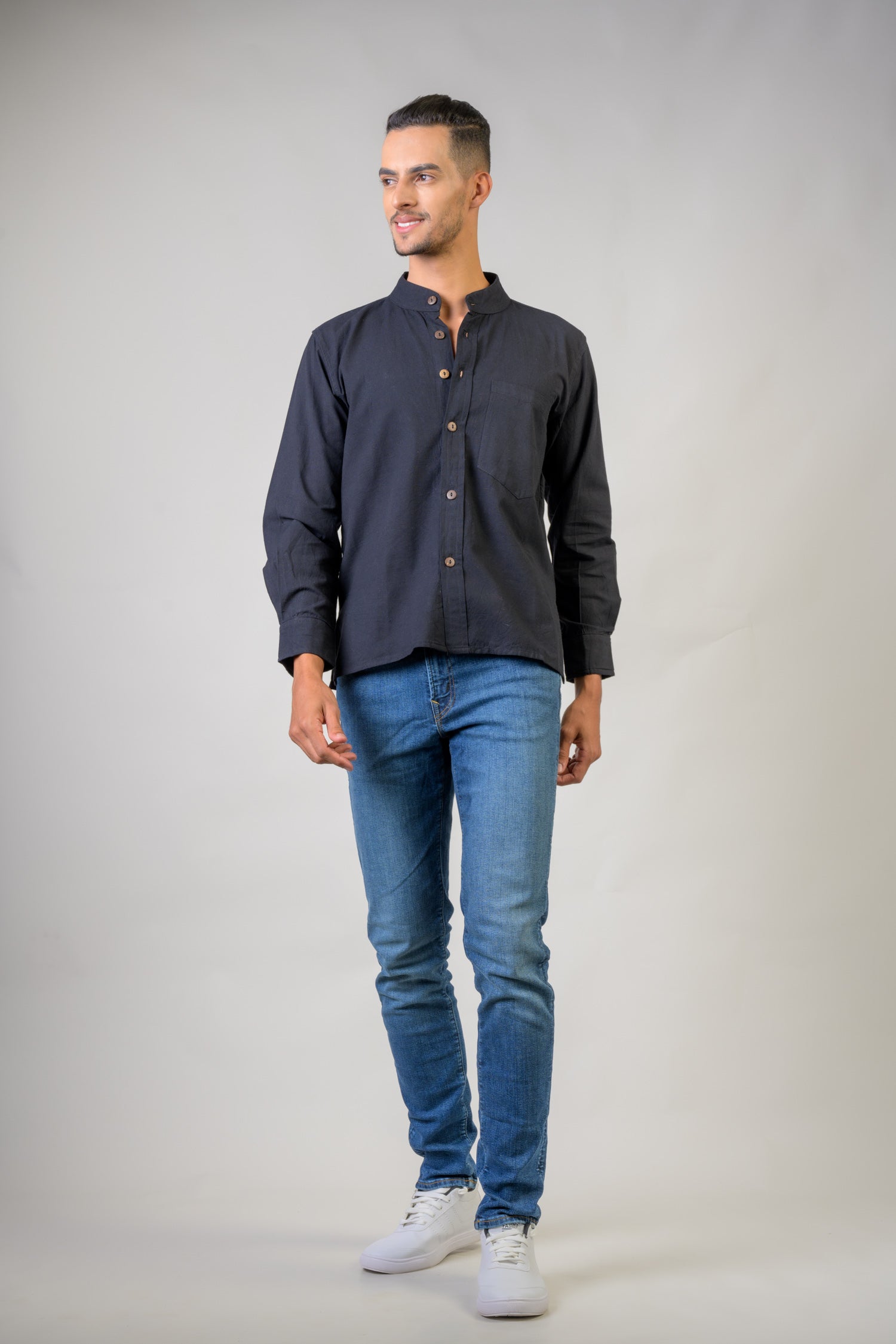 Rhea Cotton Pocket Shirt Black / Small