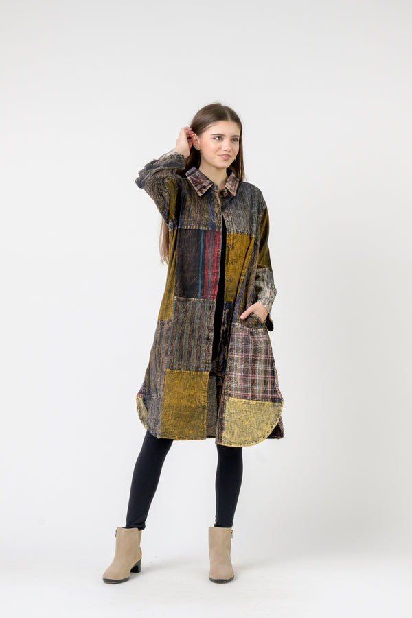 Collared Cotton Full Sleeve Long shirt - Multicolor