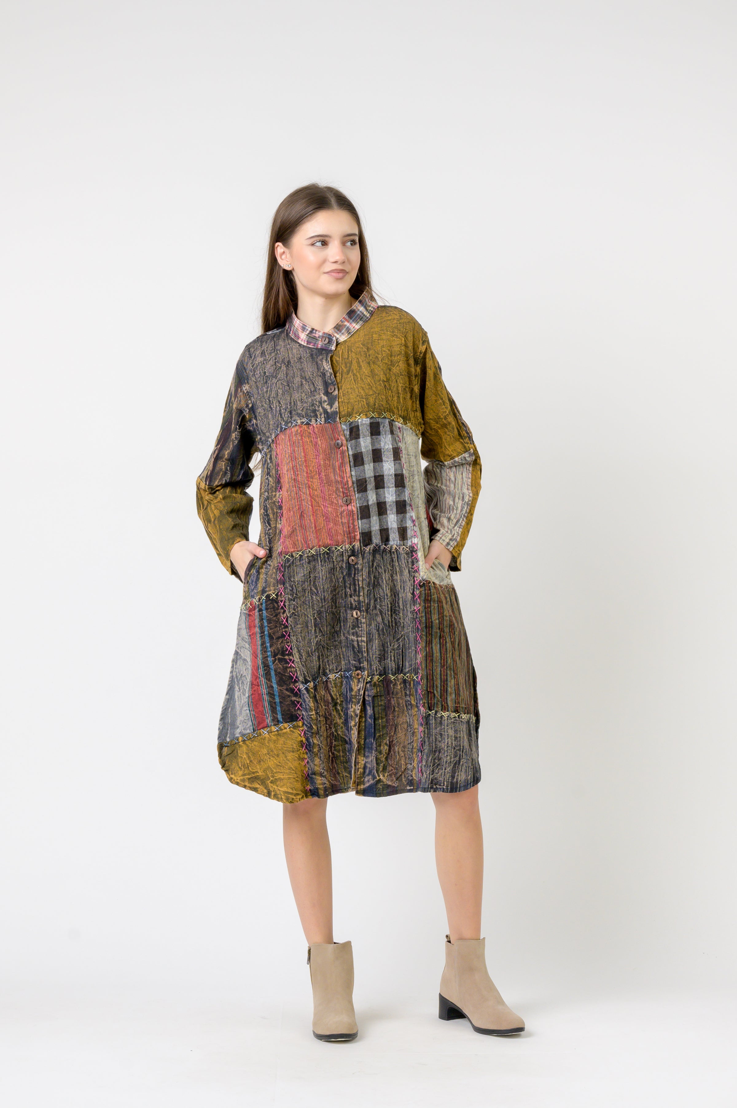 Mandarin Collar Cotton Casual Wear