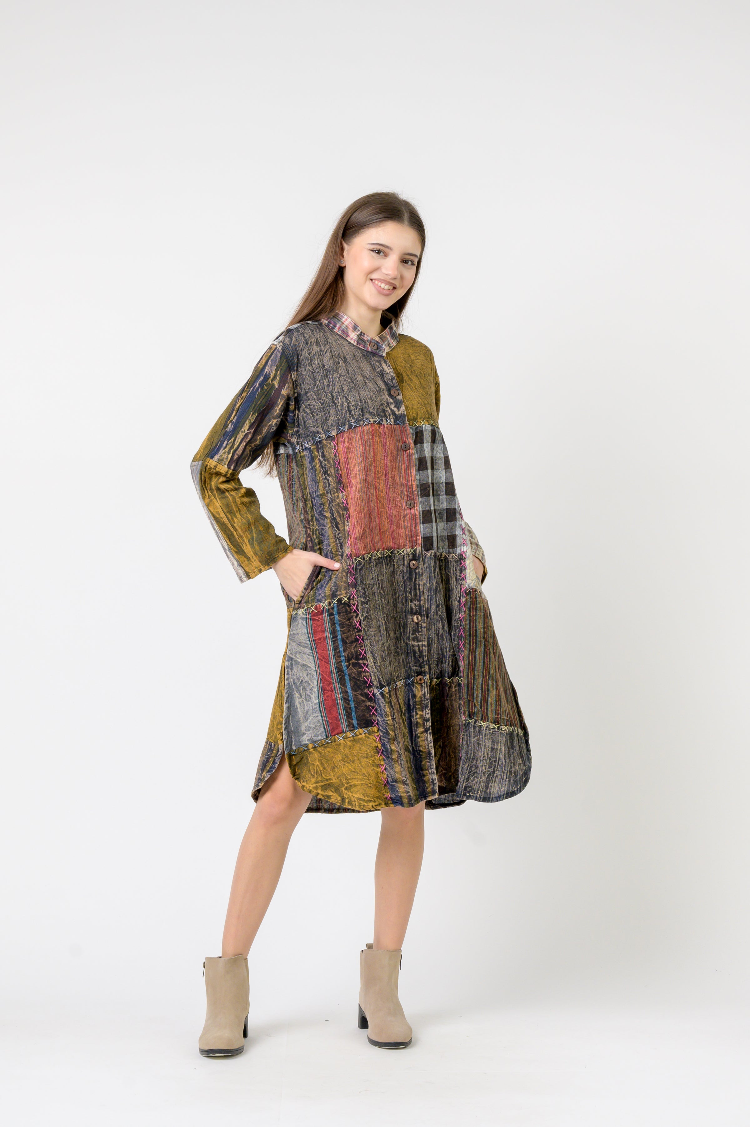 Mandarin Collar Cotton Casual Wear