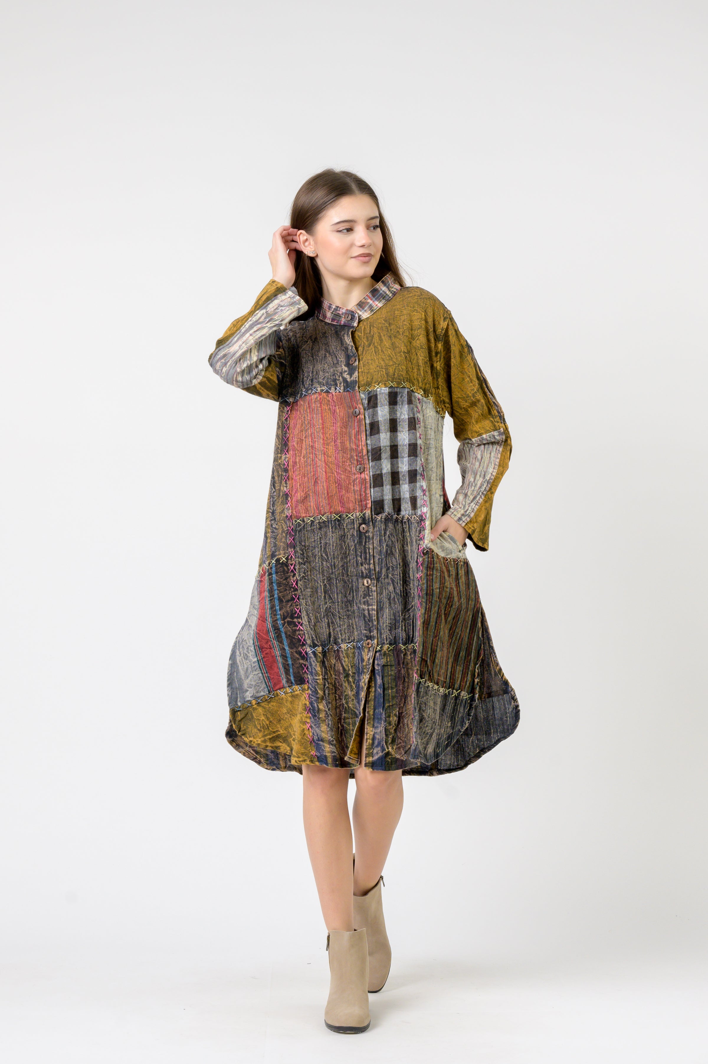 Mandarin Collar Cotton Casual Wear