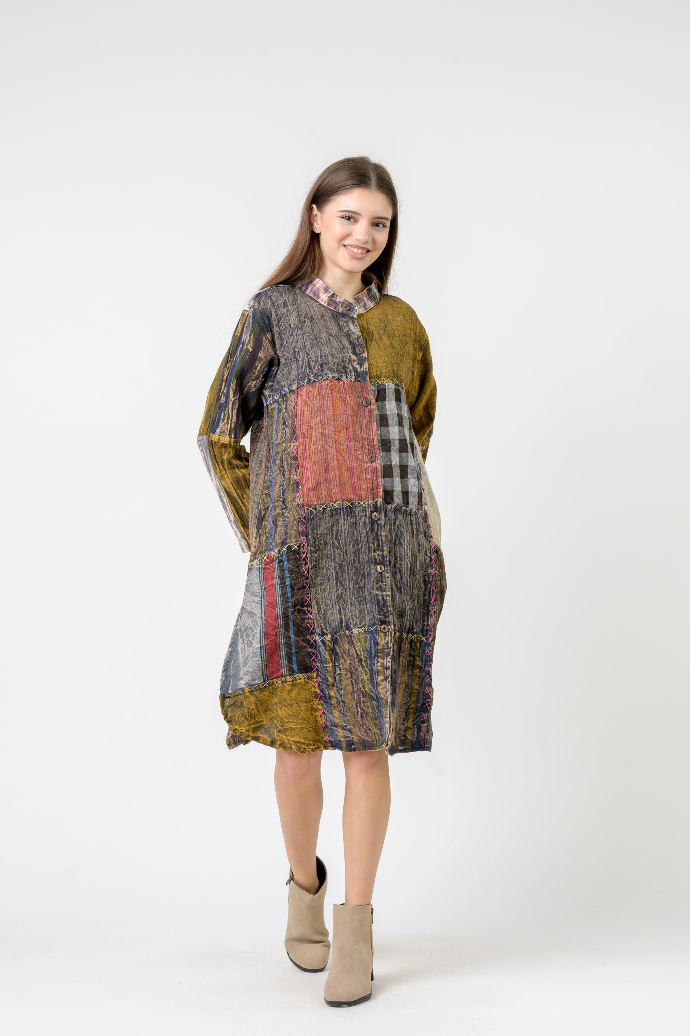 Mandarin Collar Cotton Casual Wear