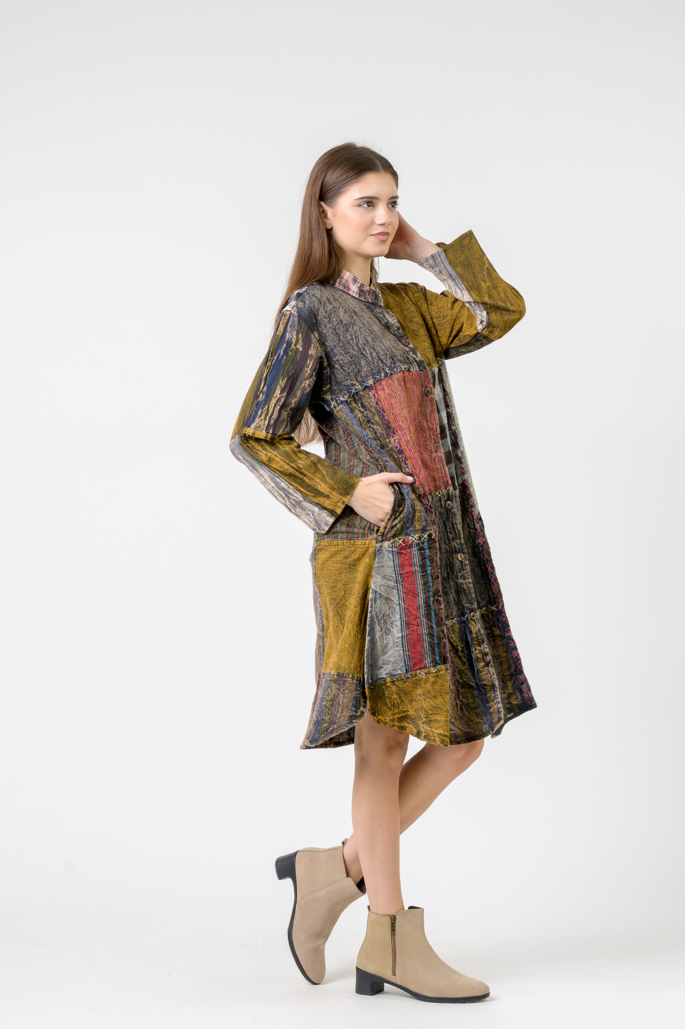 Mandarin Collar Cotton Casual Wear