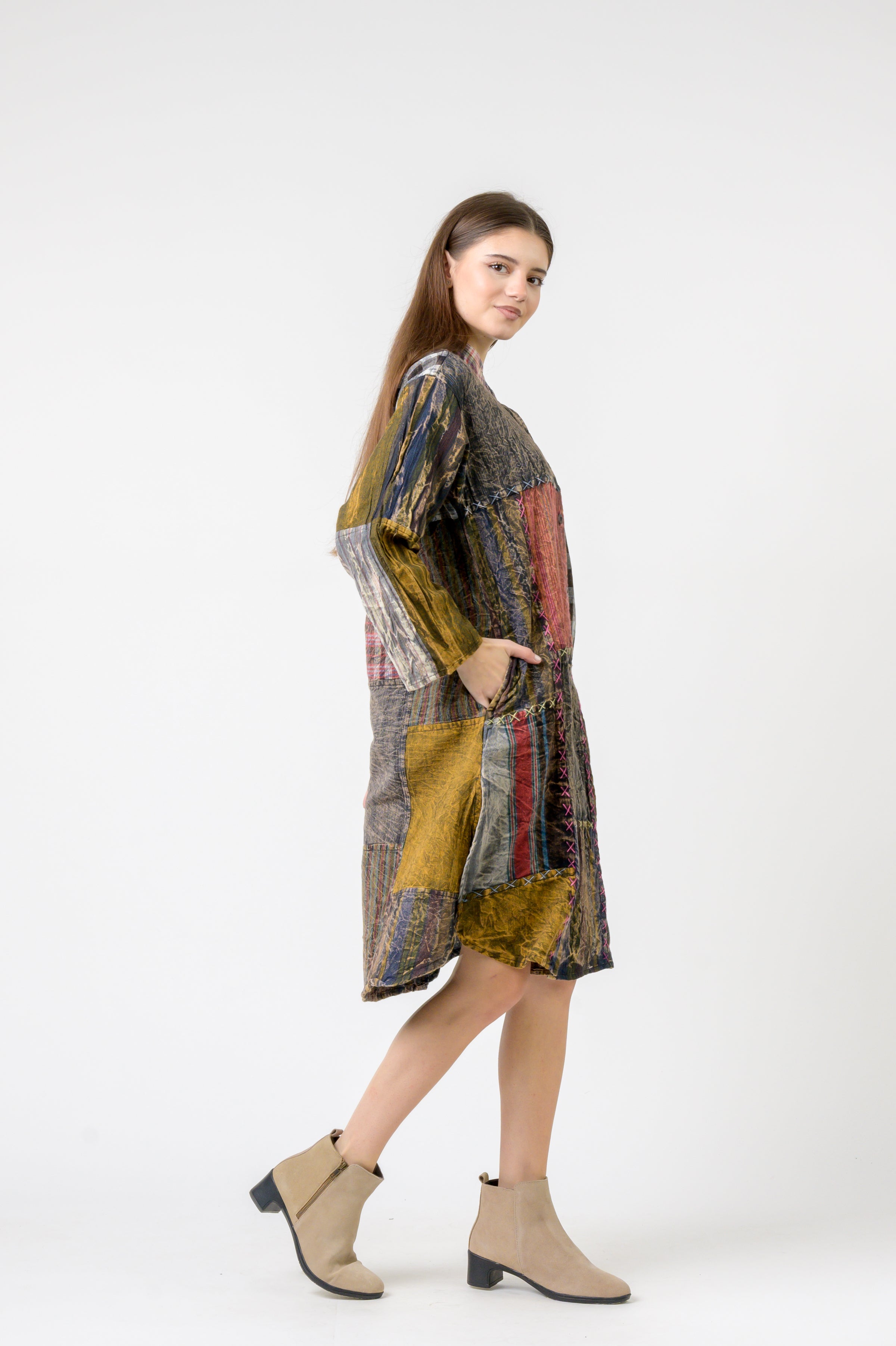 Mandarin Collar Cotton Casual Wear