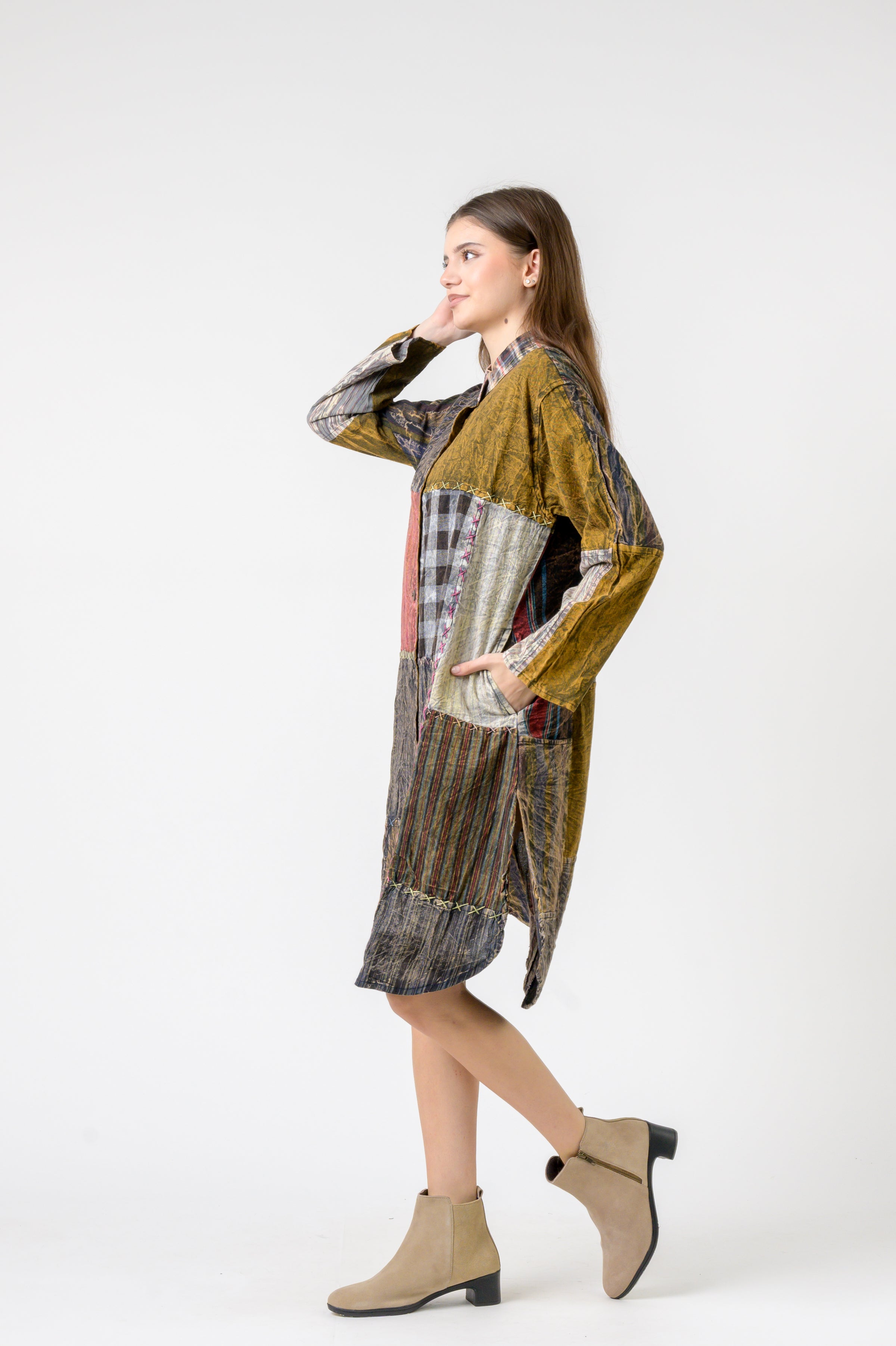 Mandarin Collar Cotton Casual Wear