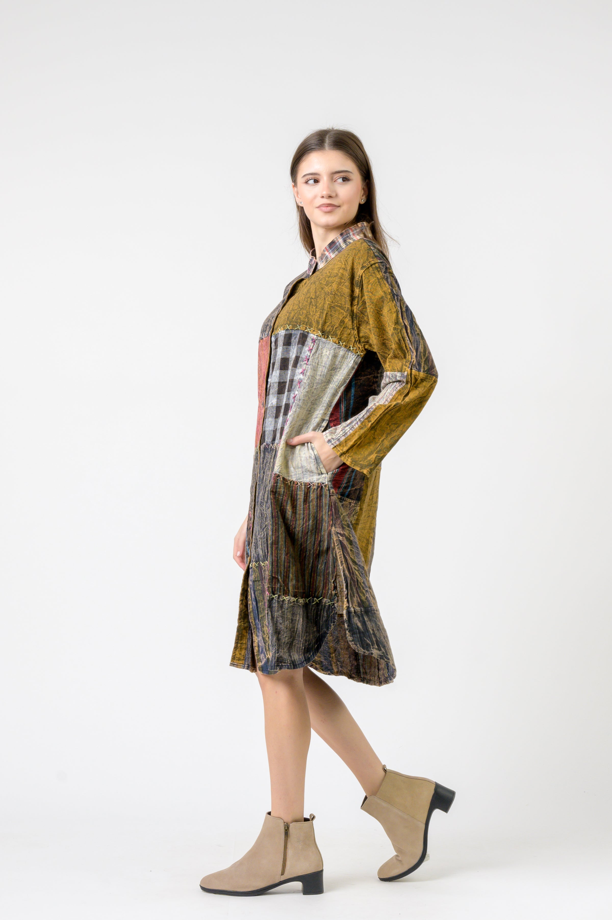 Mandarin Collar Cotton Casual Wear