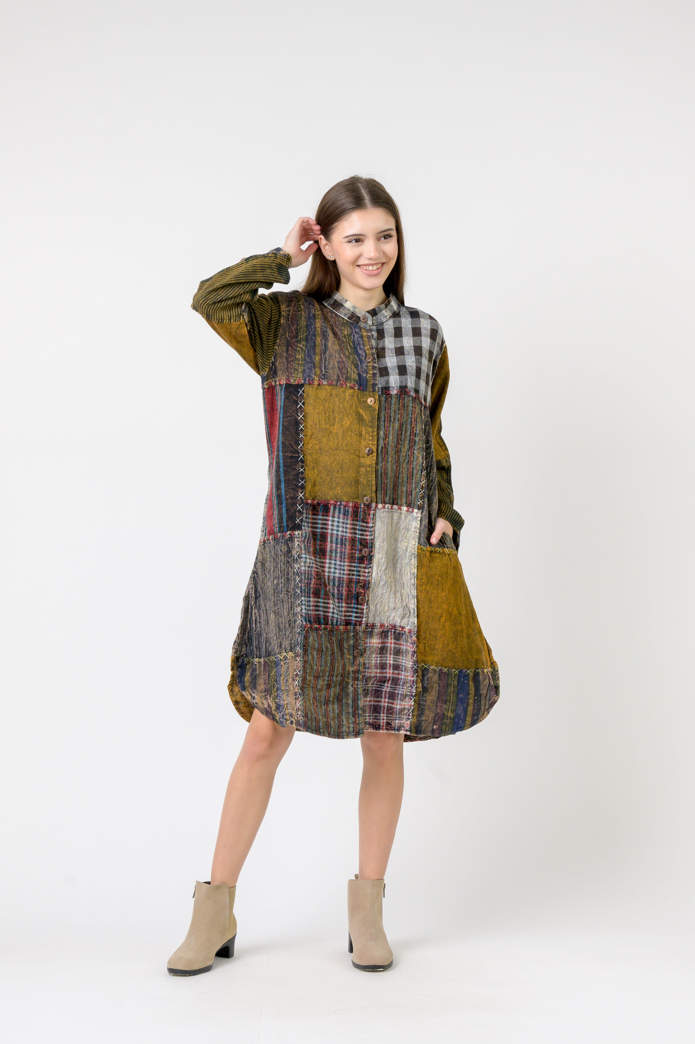 Mandarin Collar Cotton Casual Wear