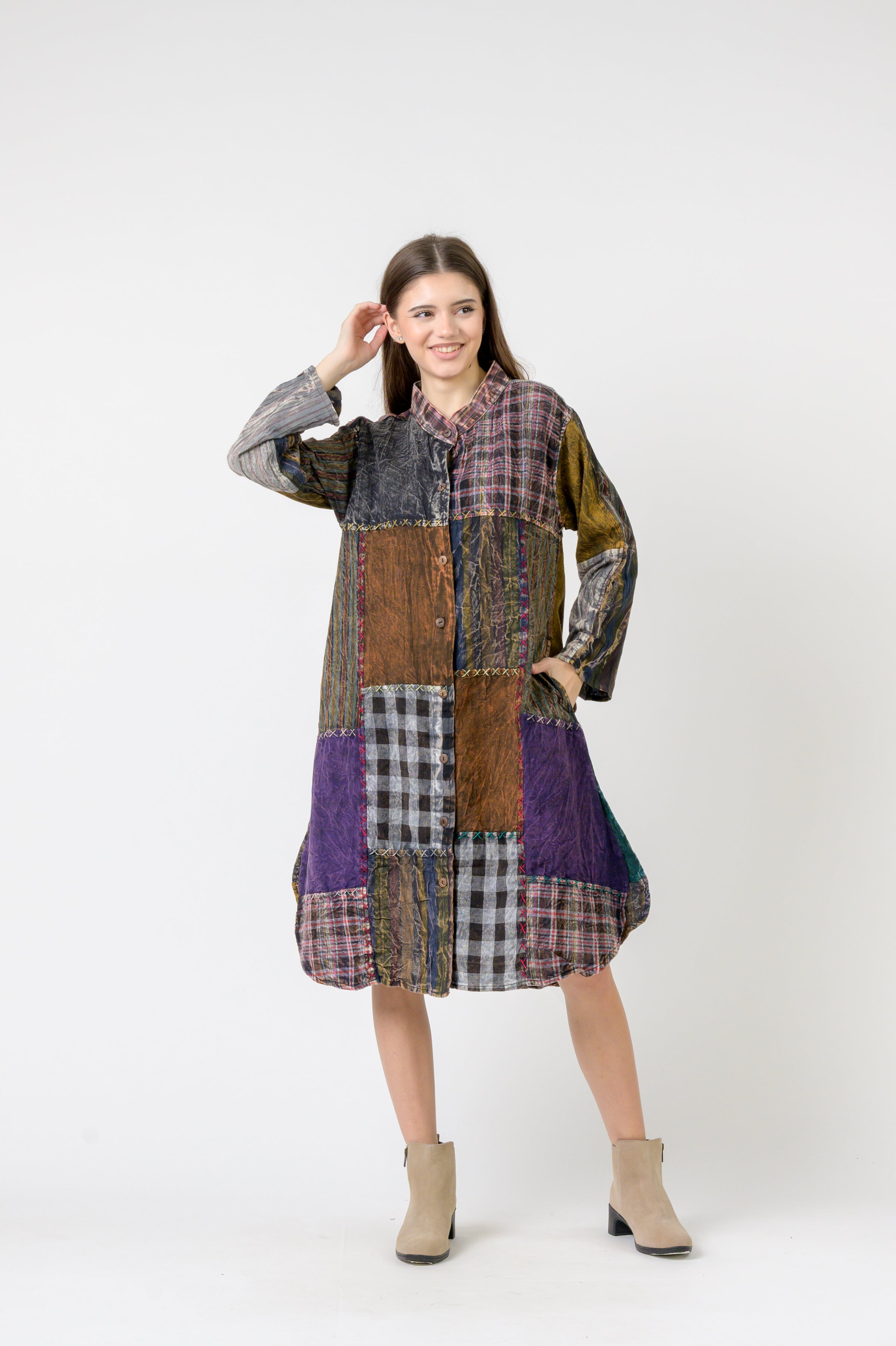 Mandarin Collar Cotton Casual Wear