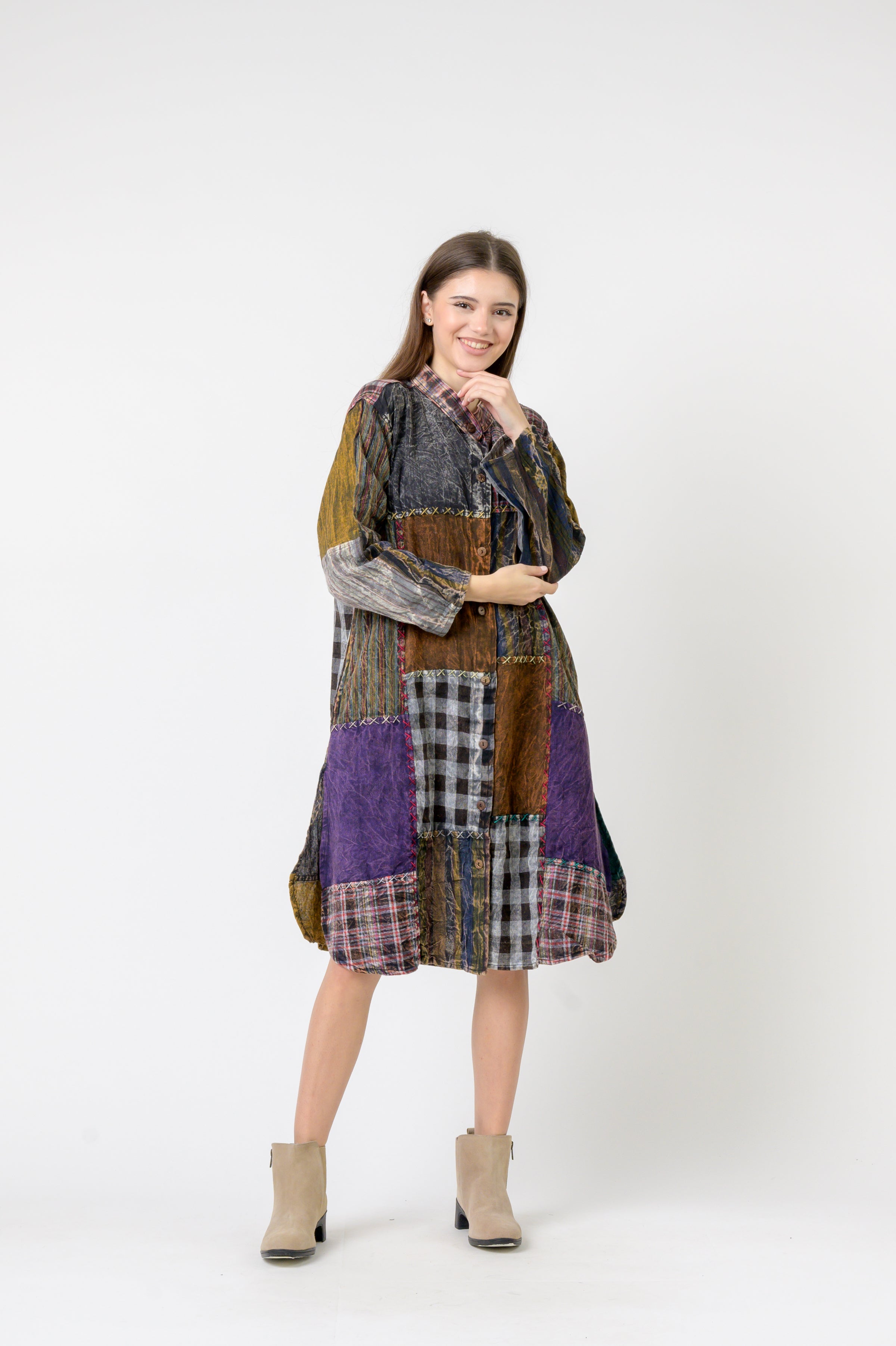 Mandarin Collar Cotton Casual Wear