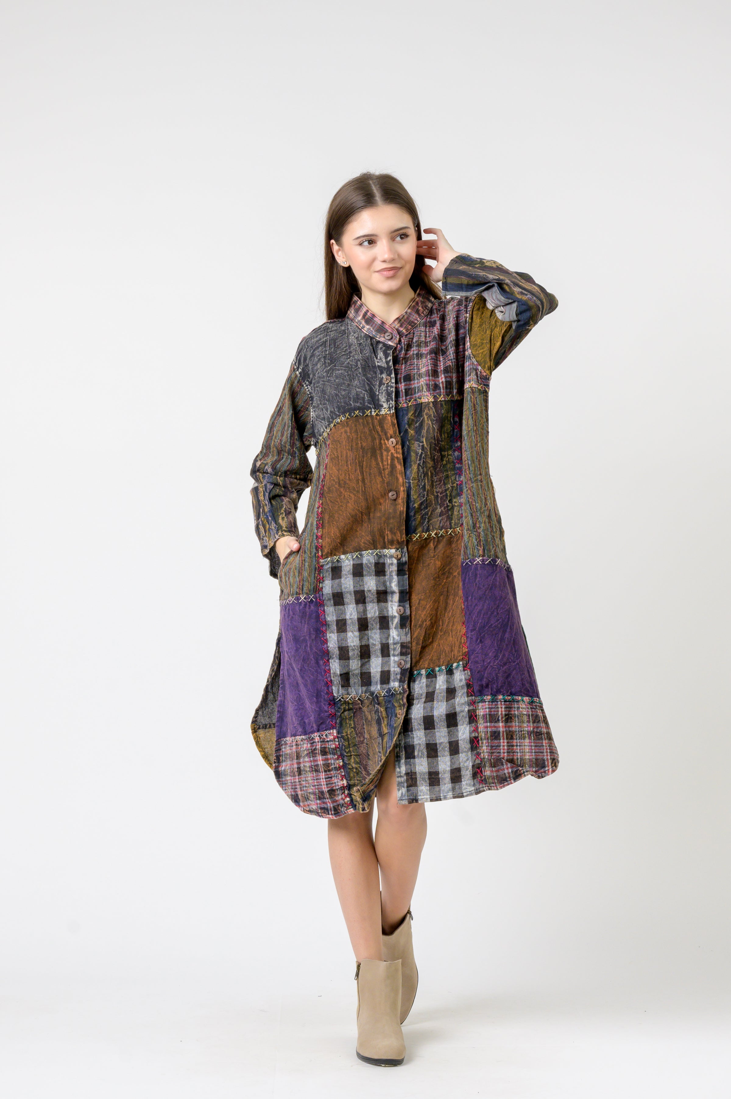 Mandarin Collar Cotton Casual Wear