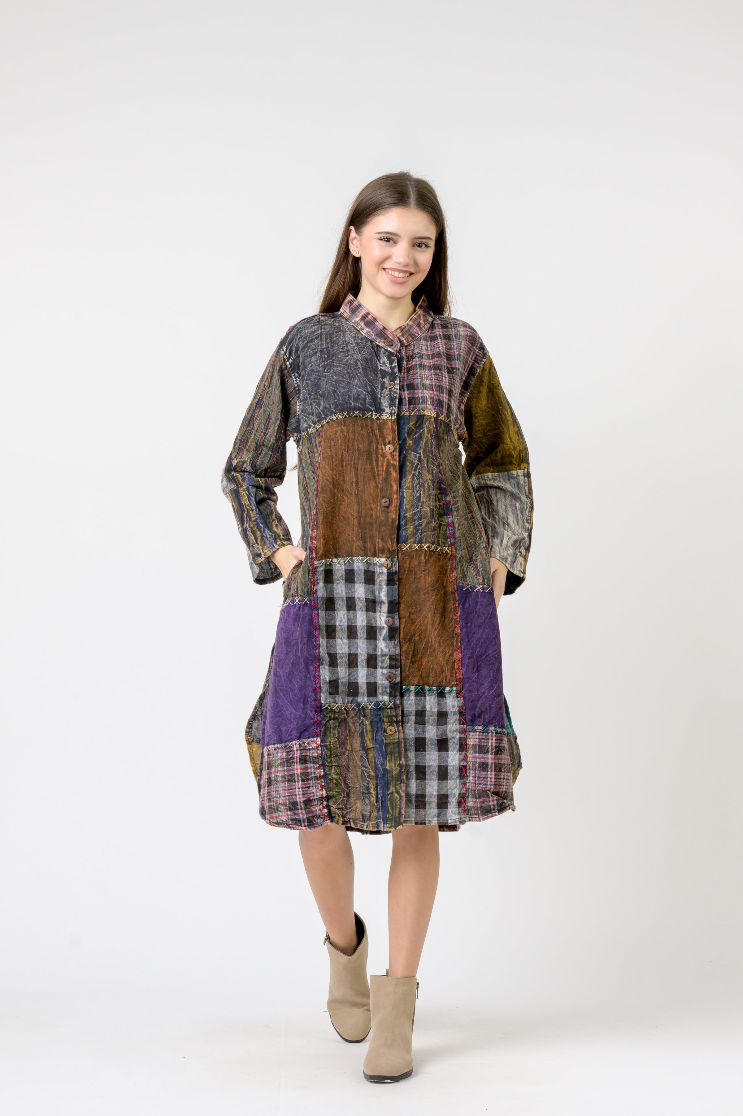 Mandarin Collar Cotton Casual Wear