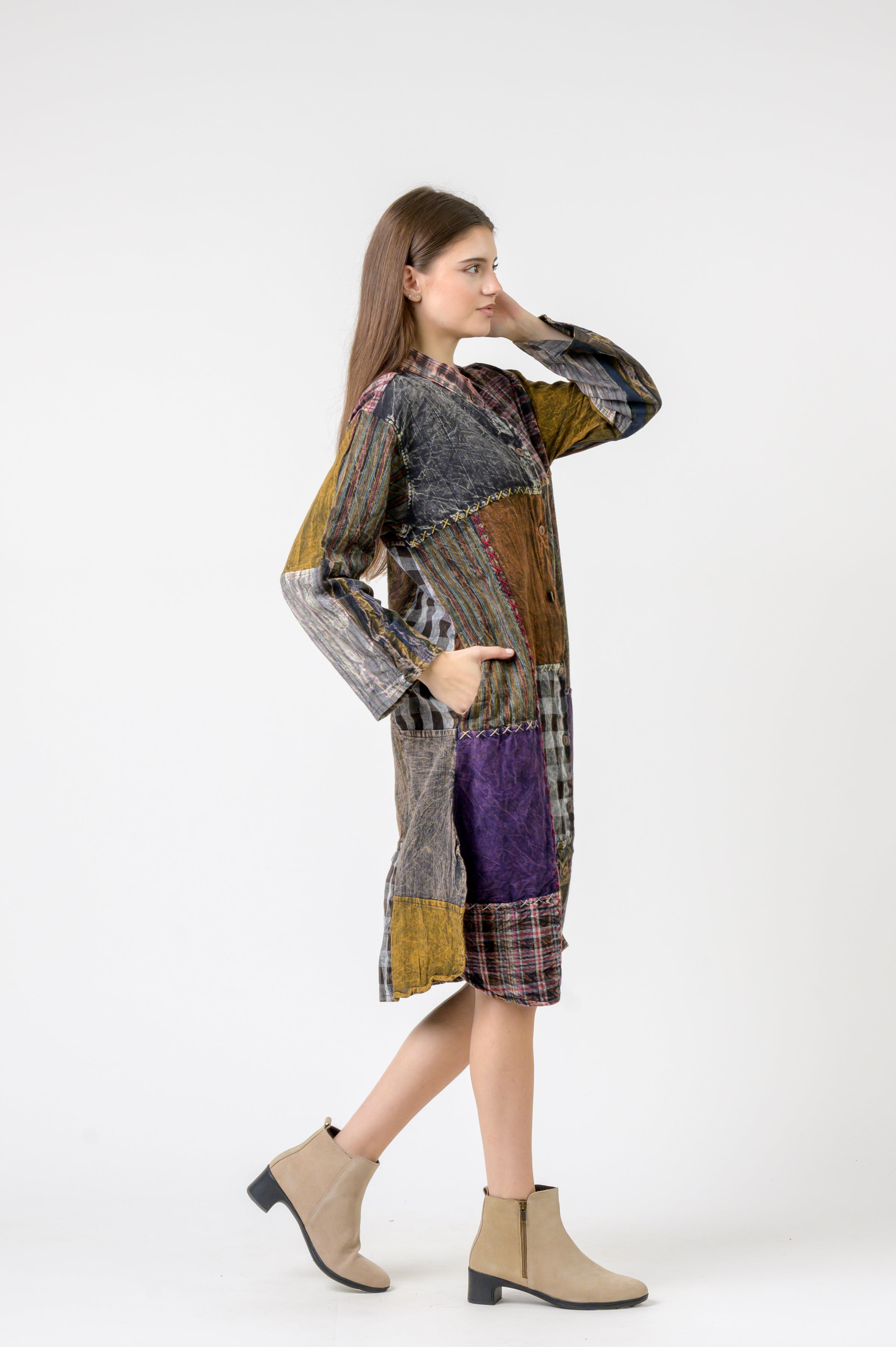 Mandarin Collar Cotton Casual Wear