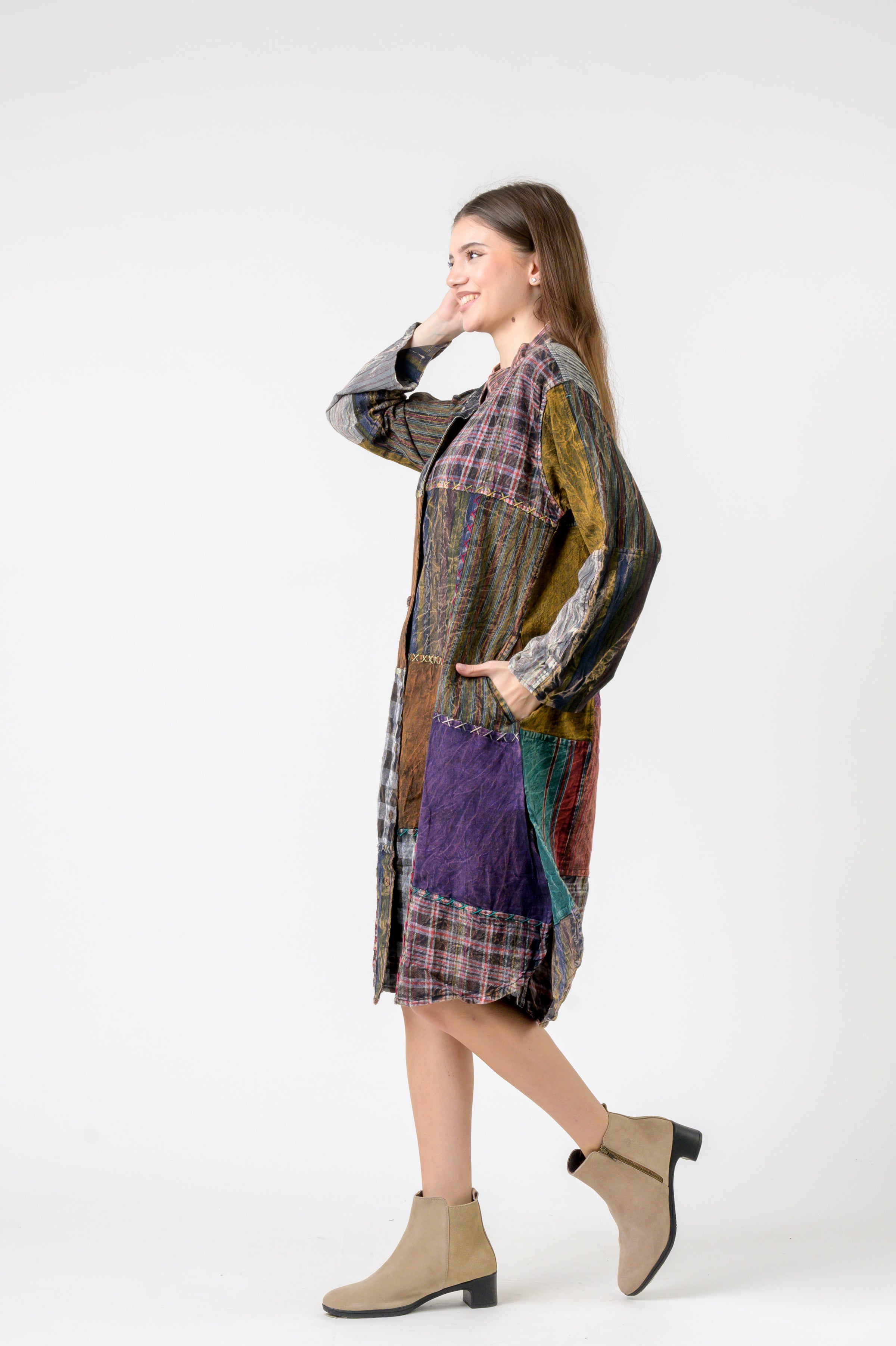 Mandarin Collar Cotton Casual Wear