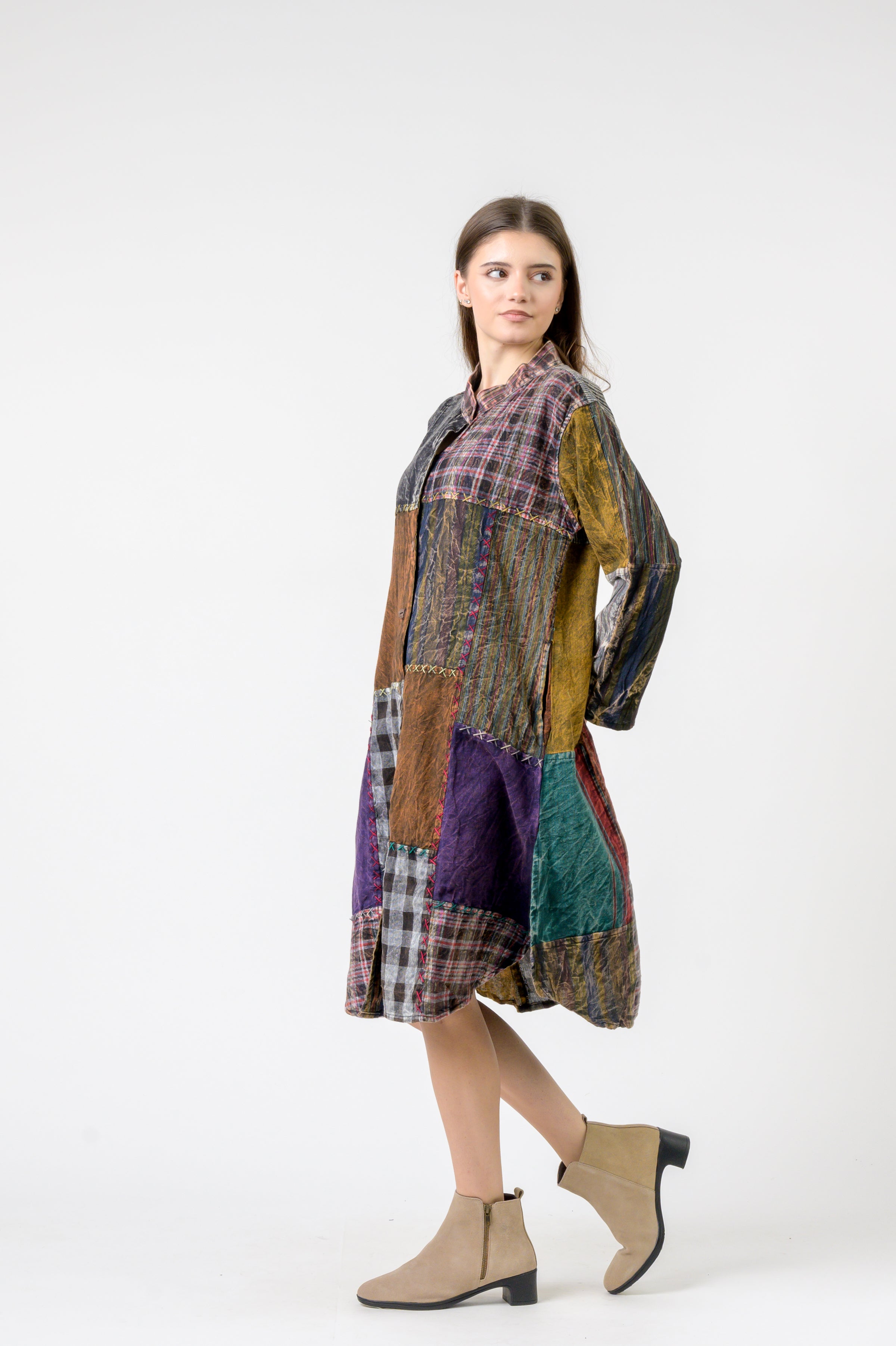 Mandarin Collar Cotton Casual Wear