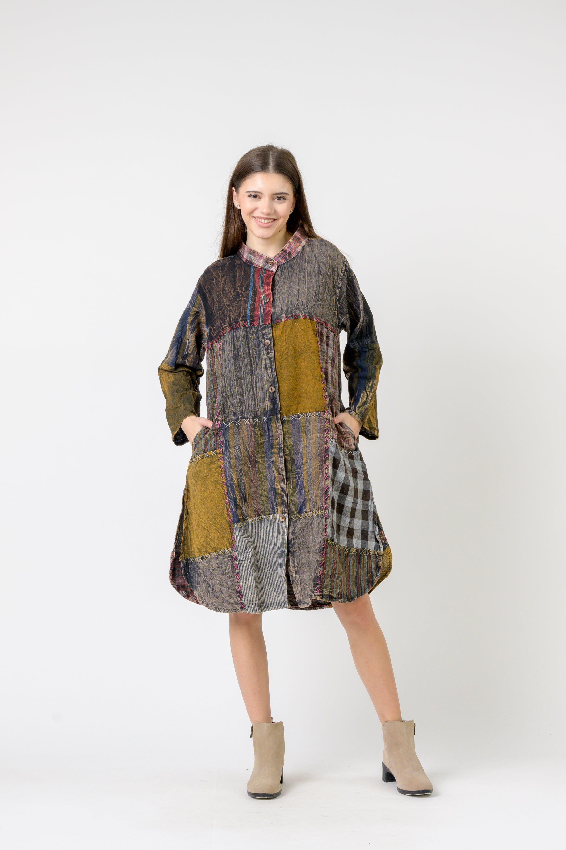 Mandarin Collar Cotton Casual Wear