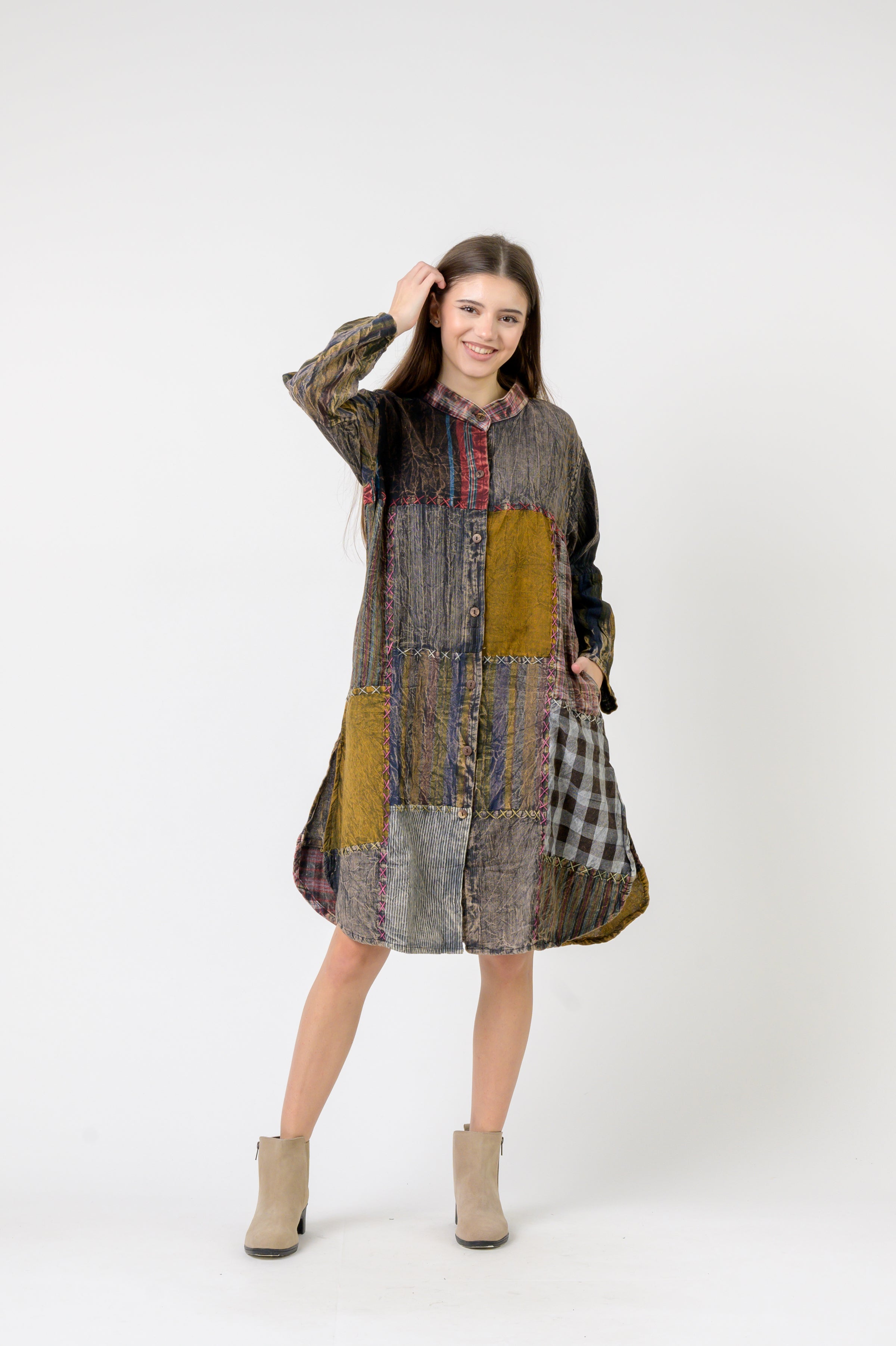 Mandarin Collar Cotton Casual Wear