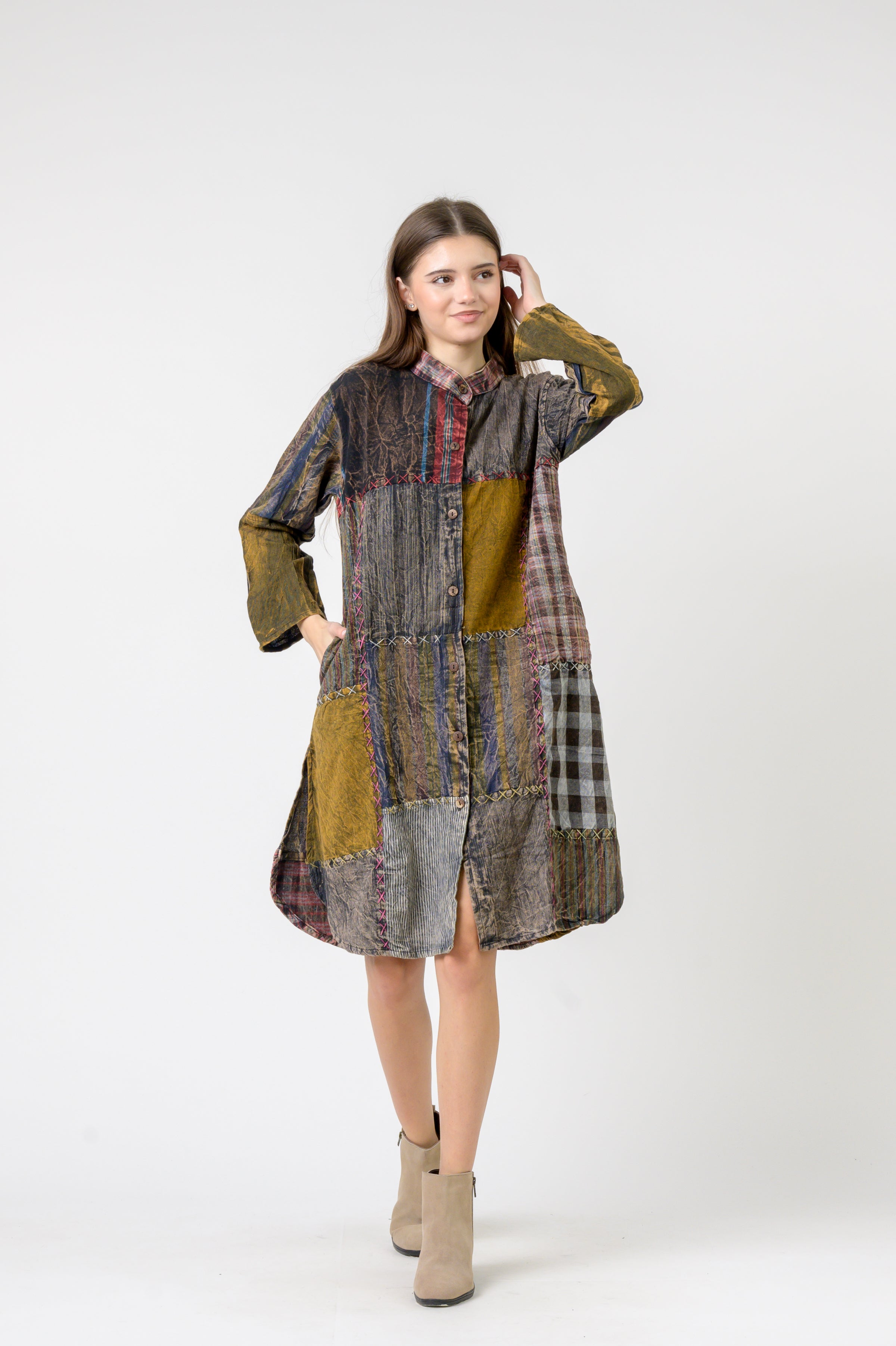 Mandarin Collar Cotton Casual Wear