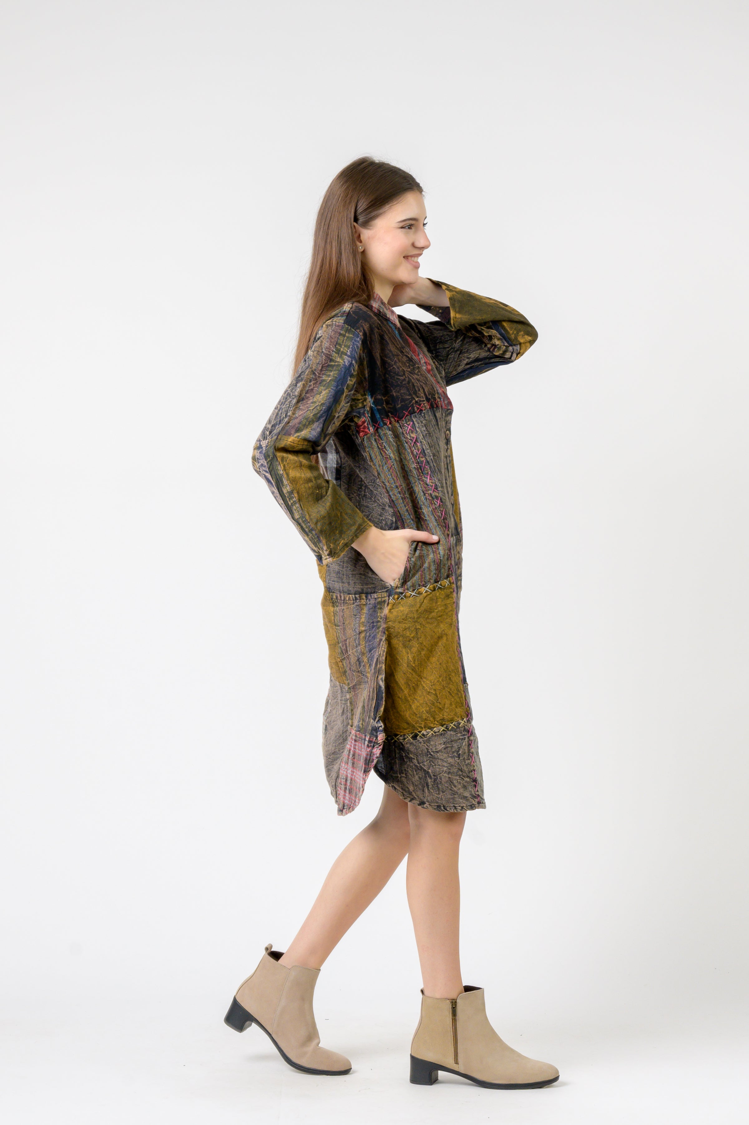 Mandarin Collar Cotton Casual Wear