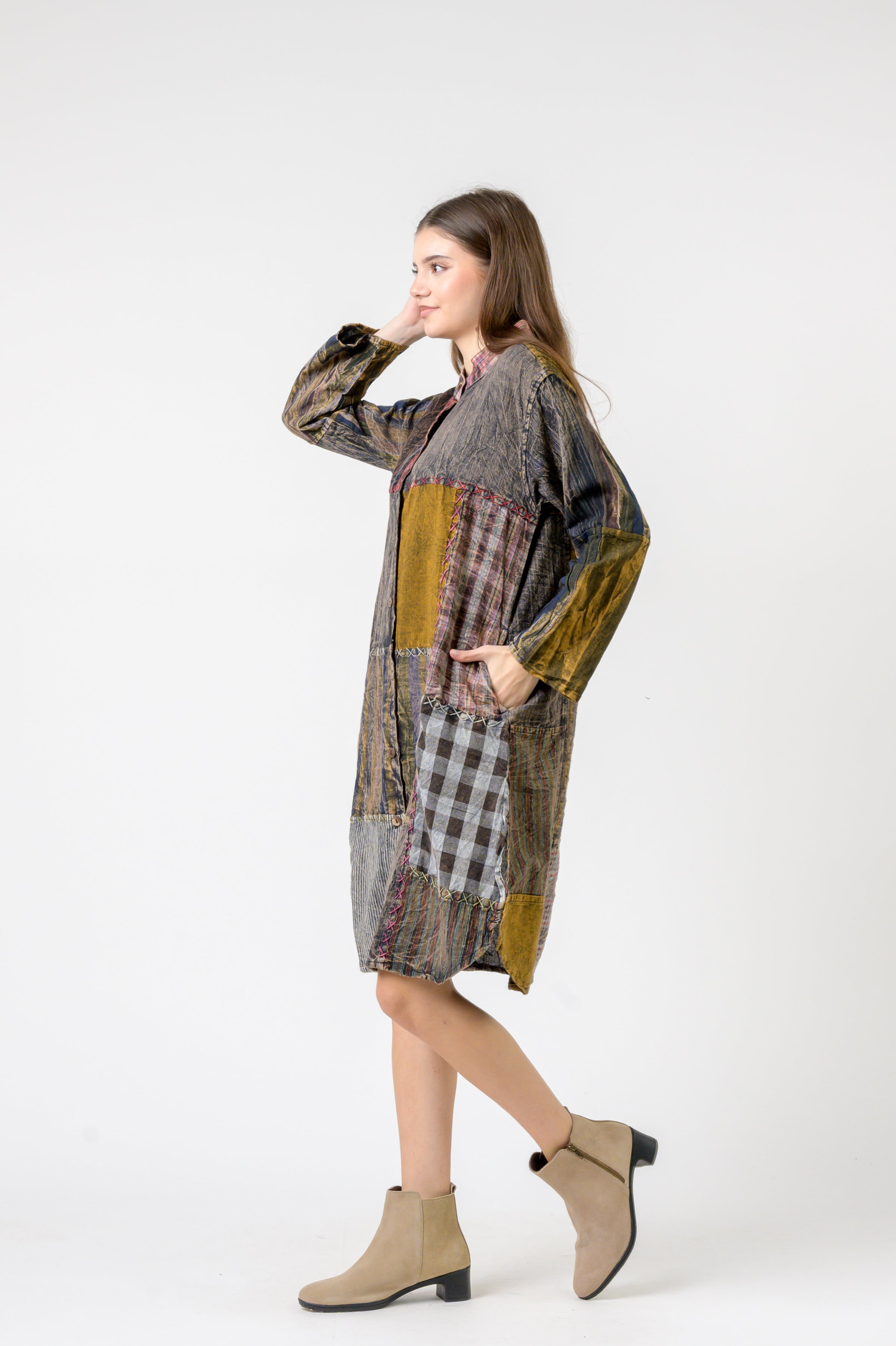 Mandarin Collar Cotton Casual Wear