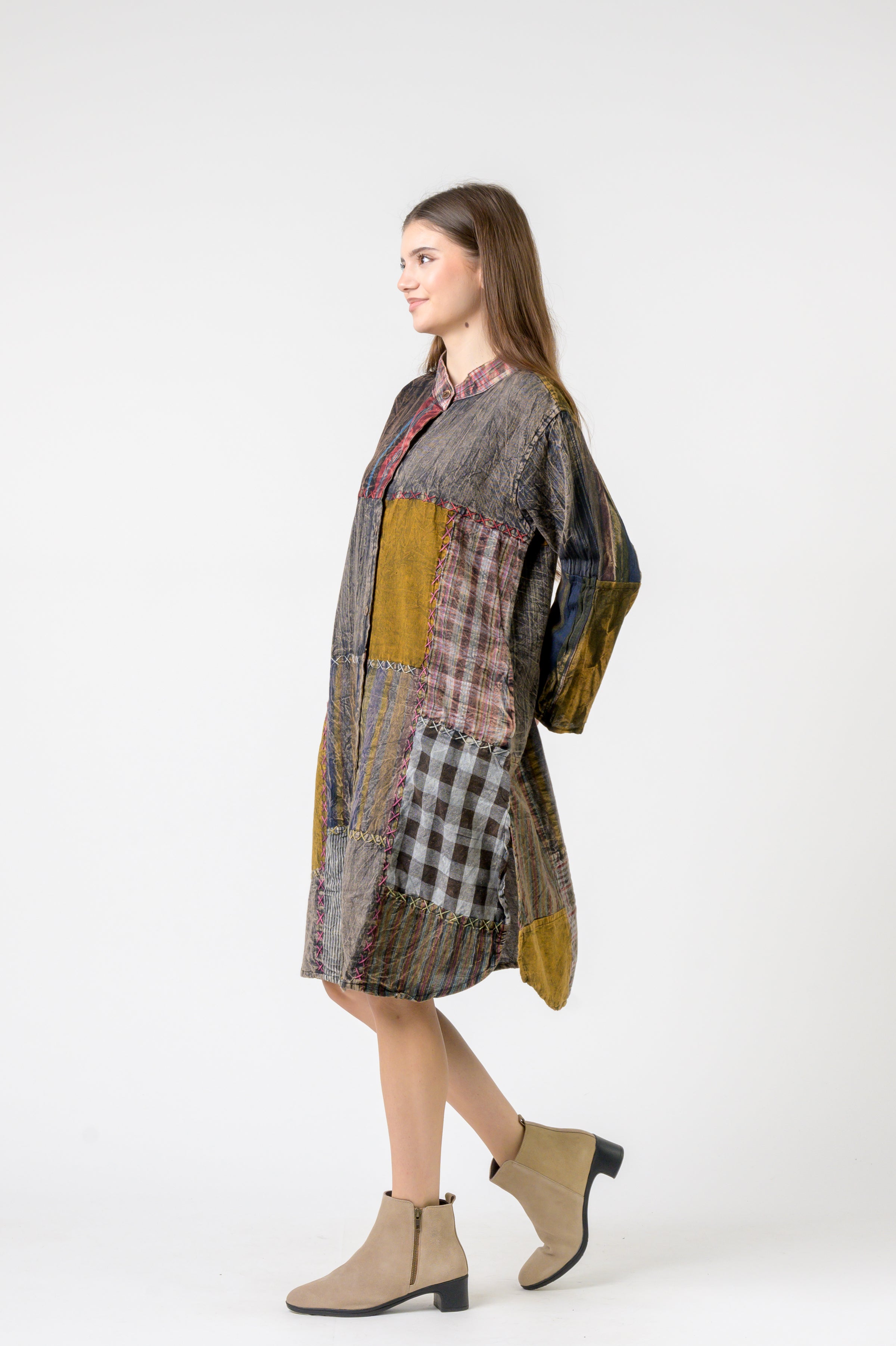 Mandarin Collar Cotton Casual Wear