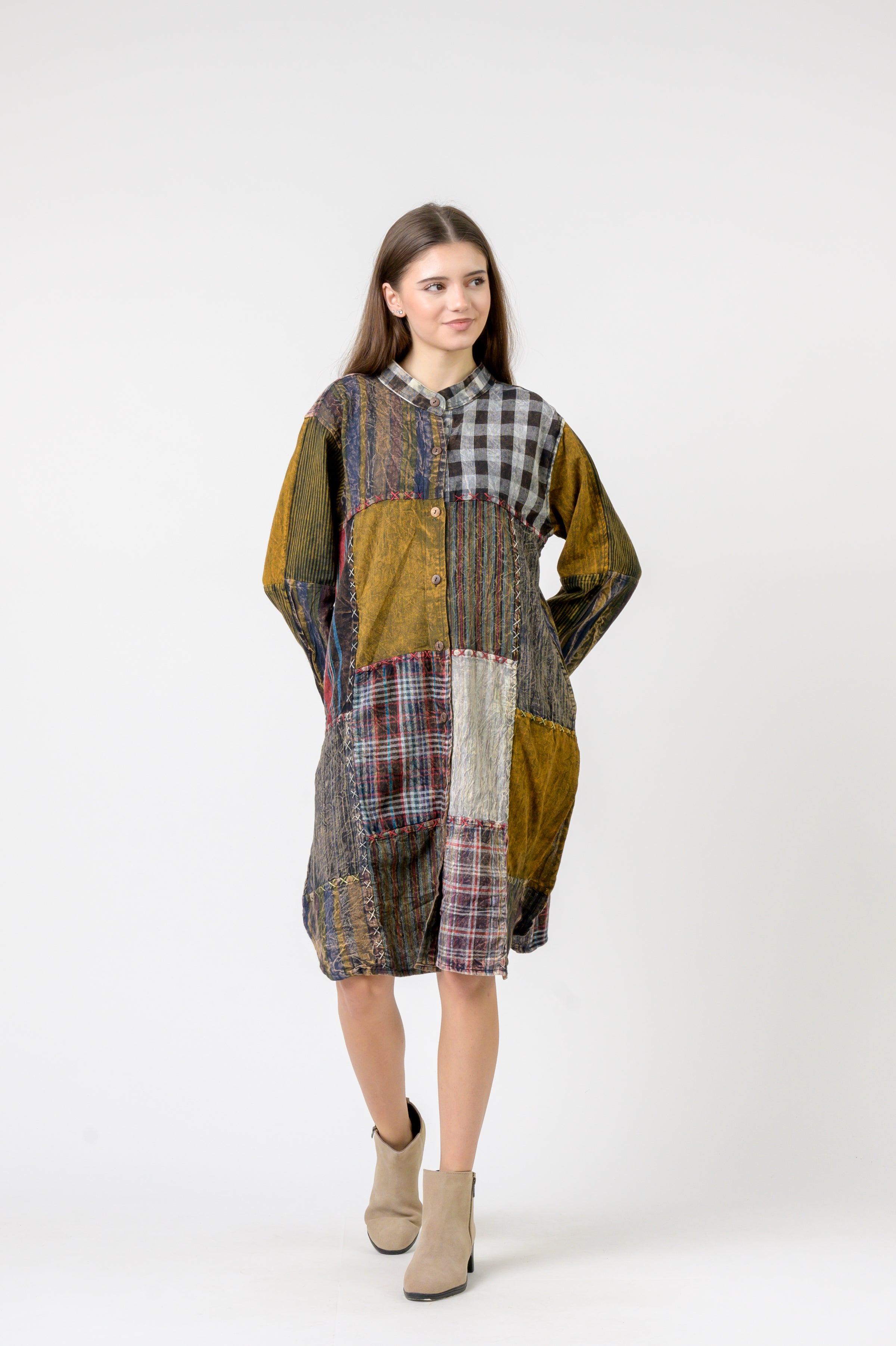 Mandarin Collar Cotton Casual Wear