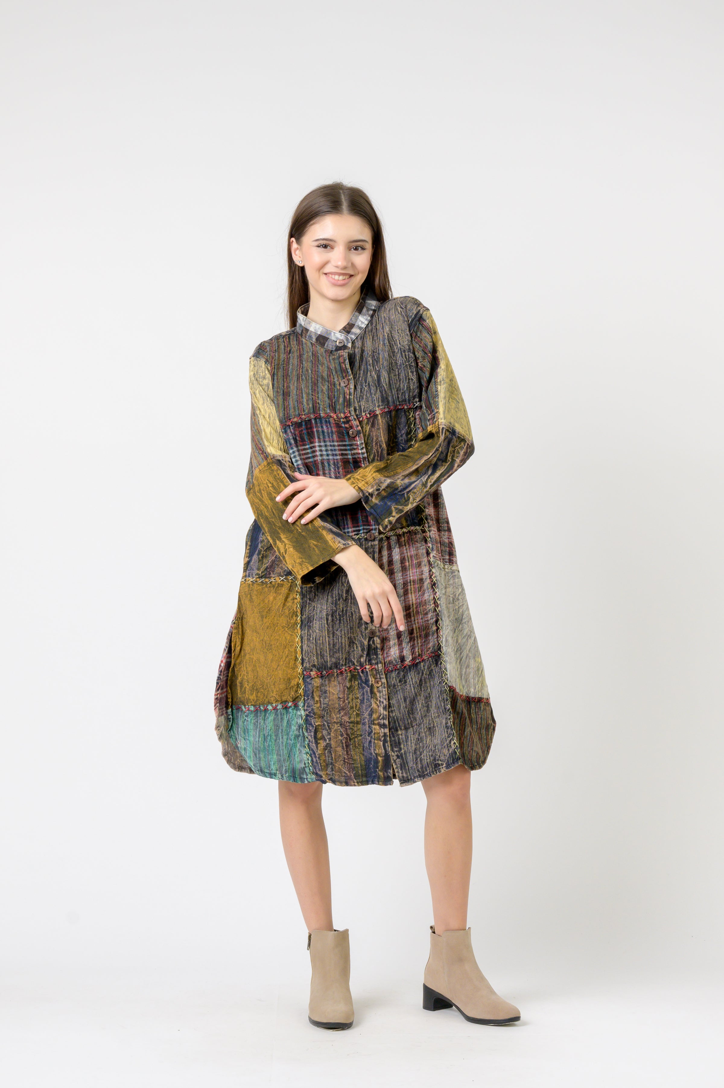 Mandarin Collar Cotton Casual Wear