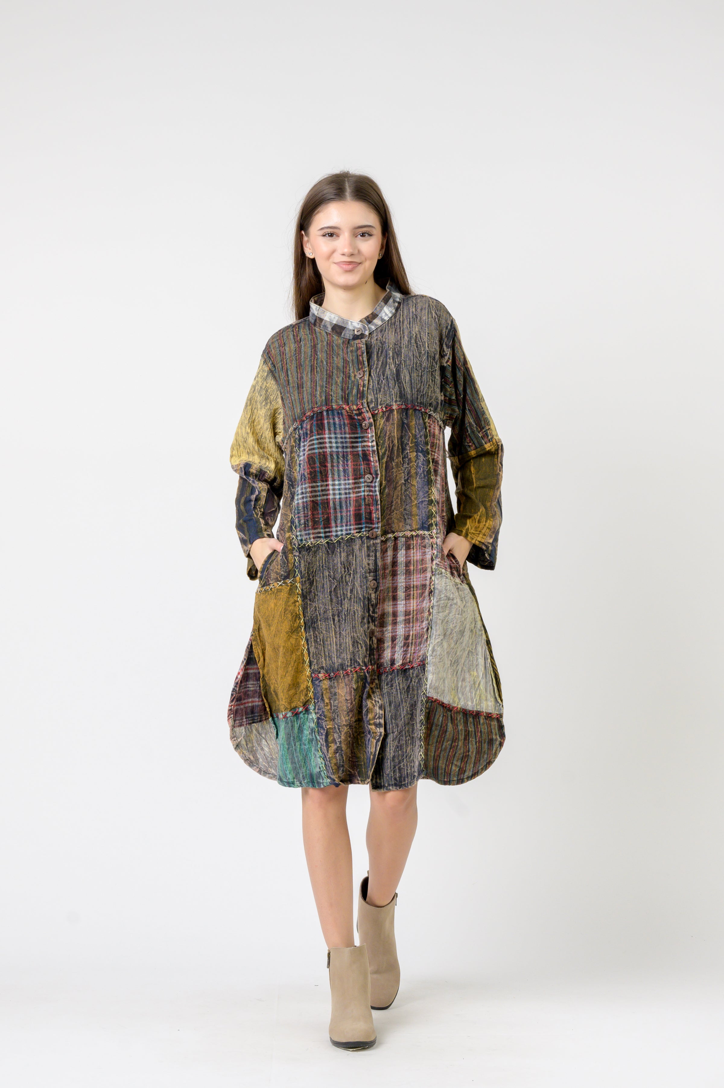 Mandarin Collar Cotton Casual Wear