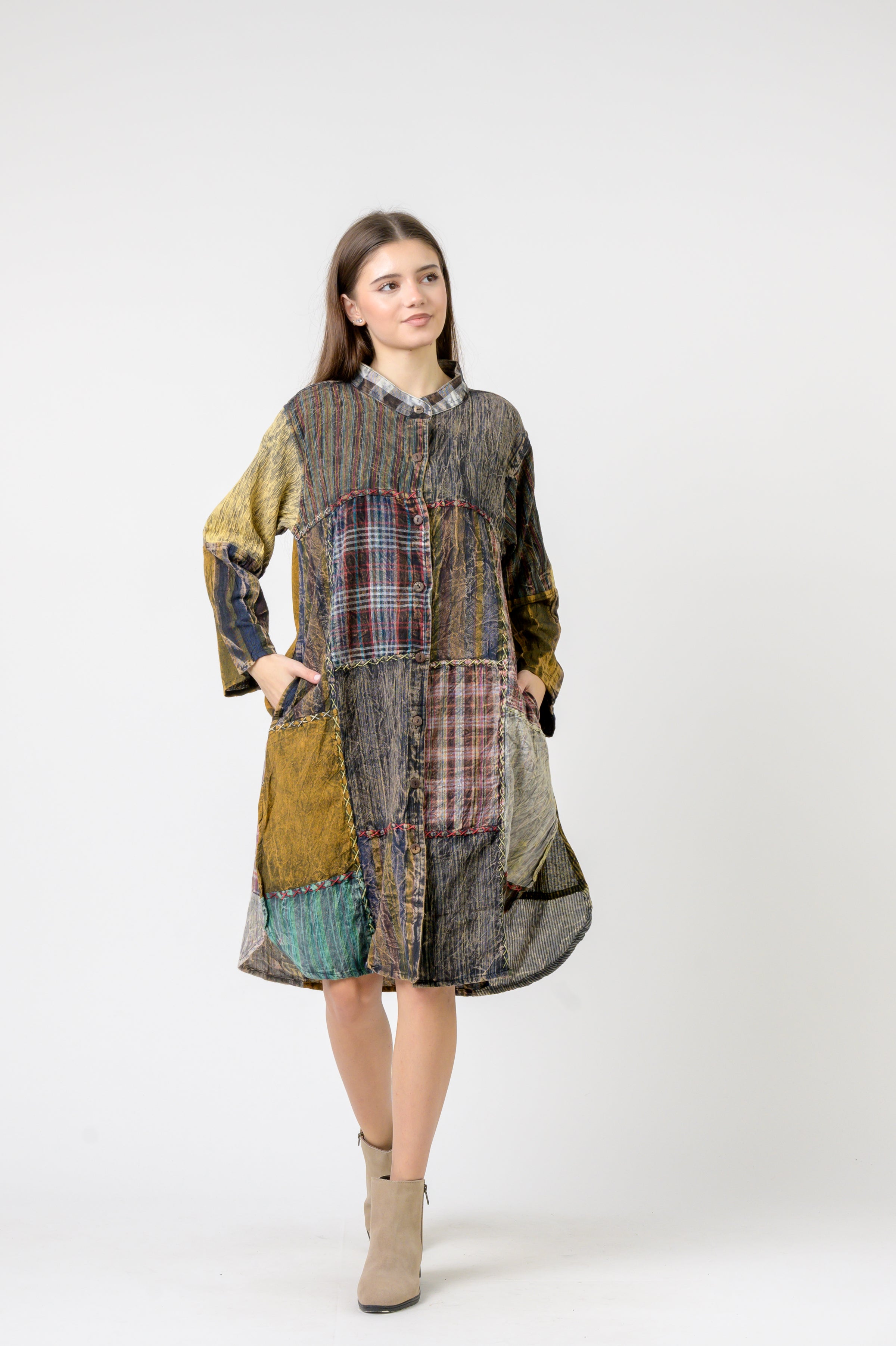 Mandarin Collar Cotton Casual Wear