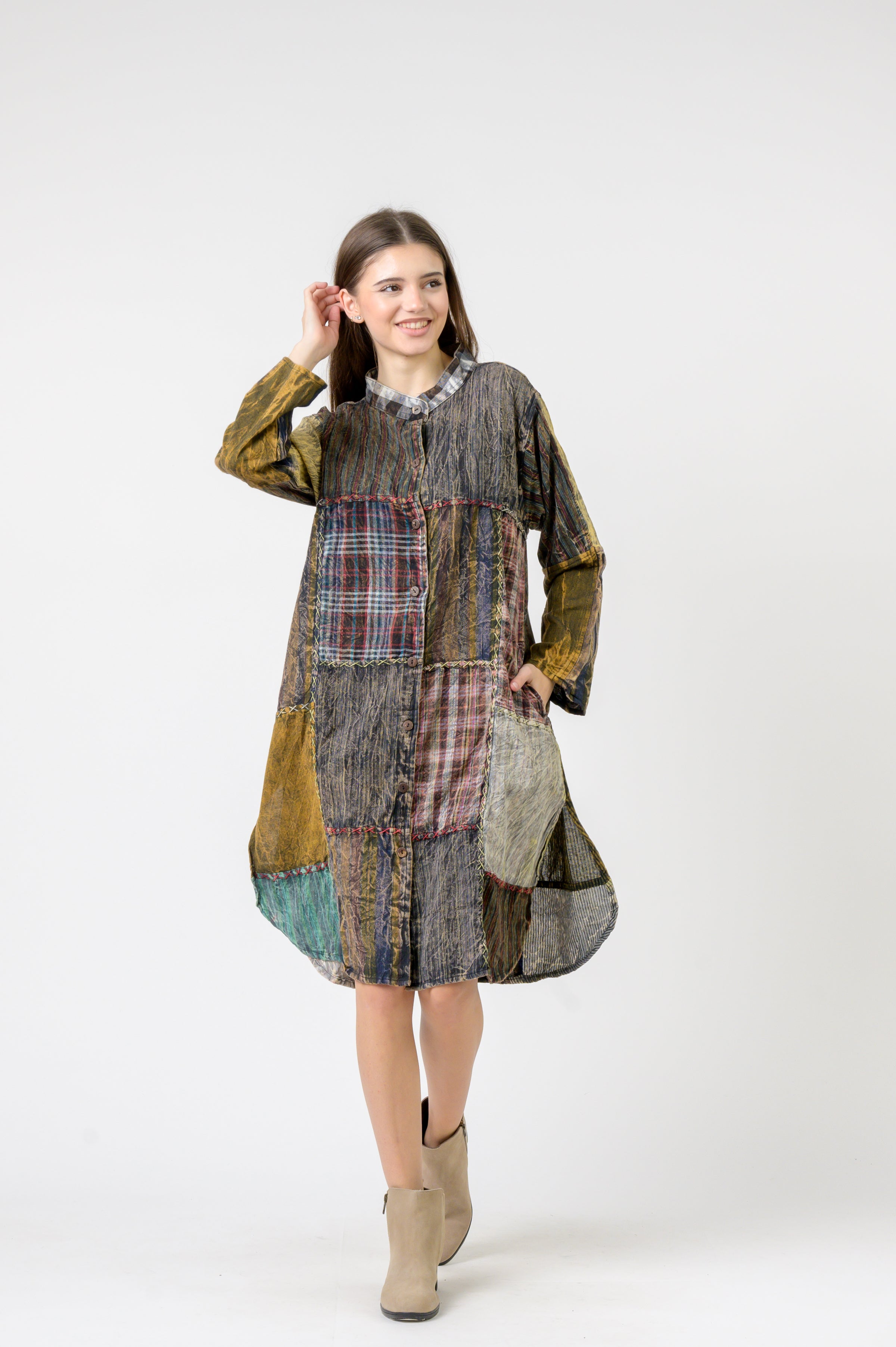 Mandarin Collar Cotton Casual Wear