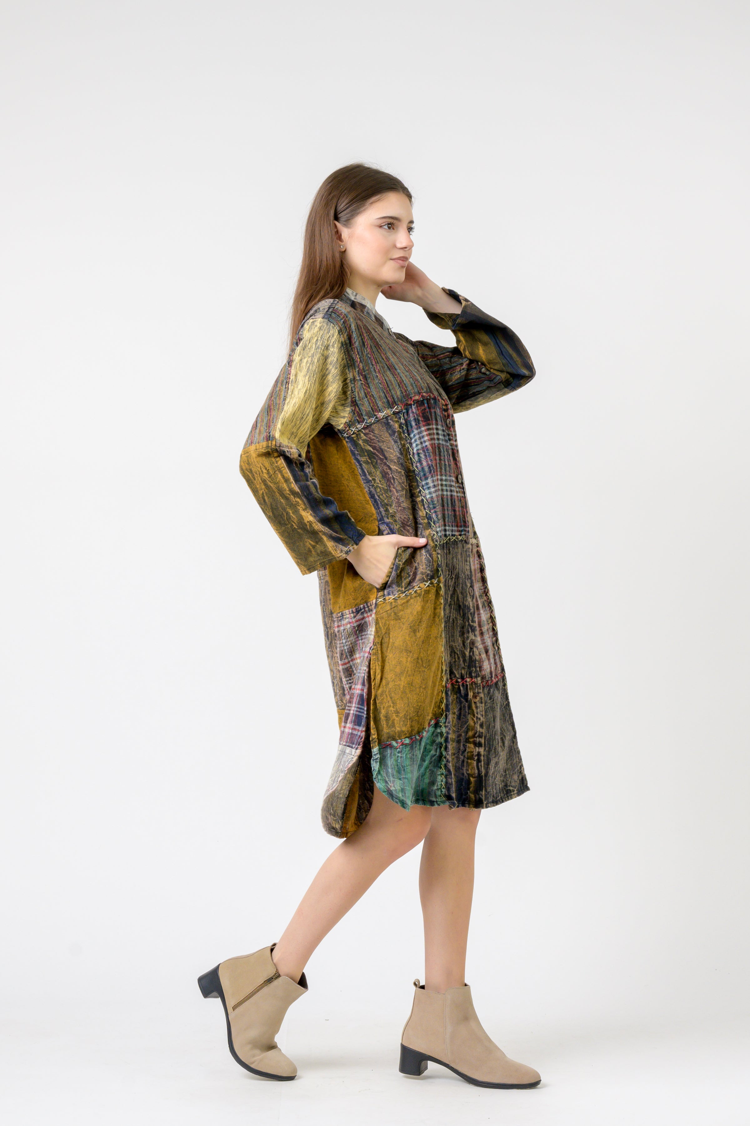 Mandarin Collar Cotton Casual Wear