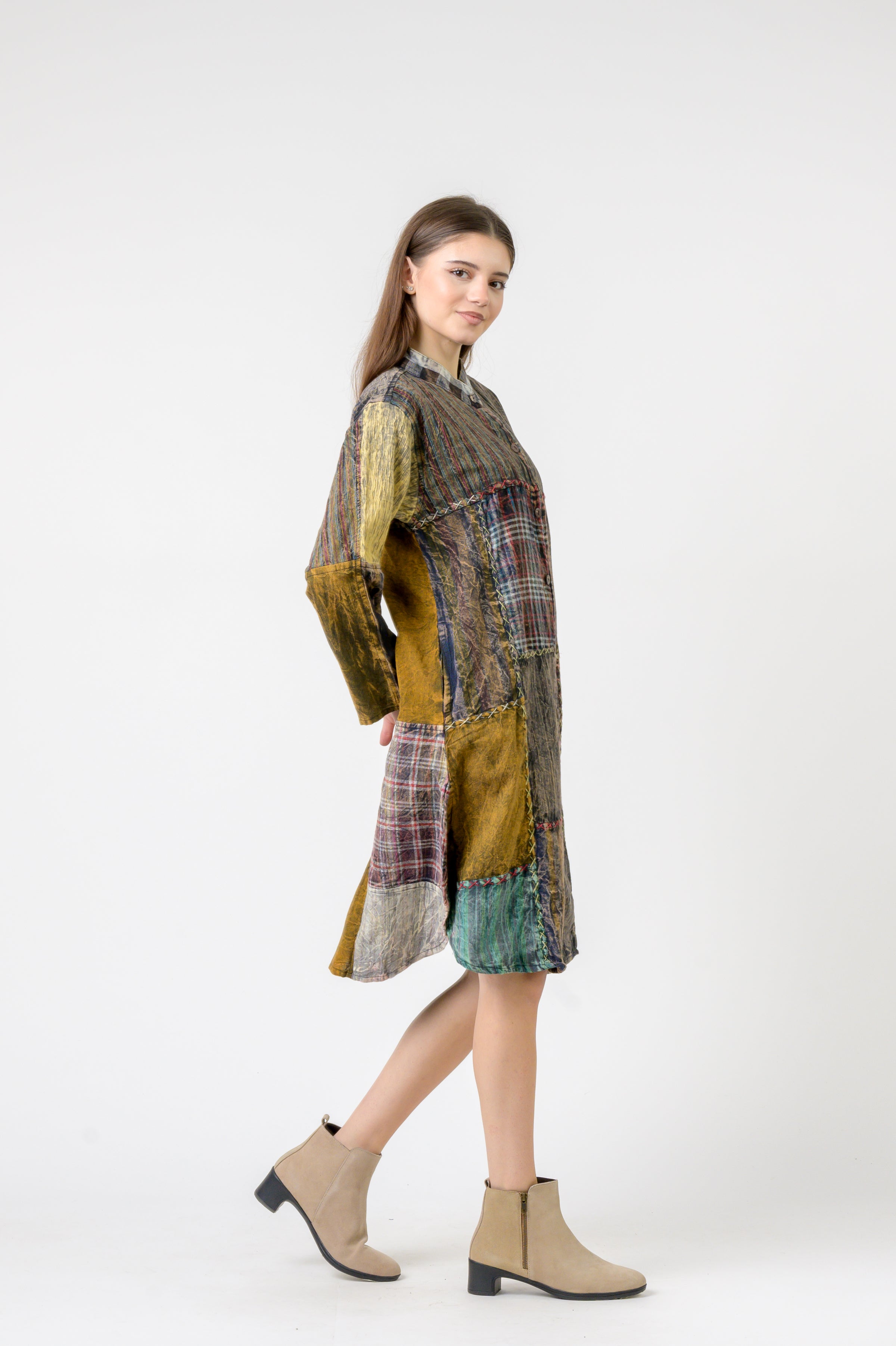 Mandarin Collar Cotton Casual Wear